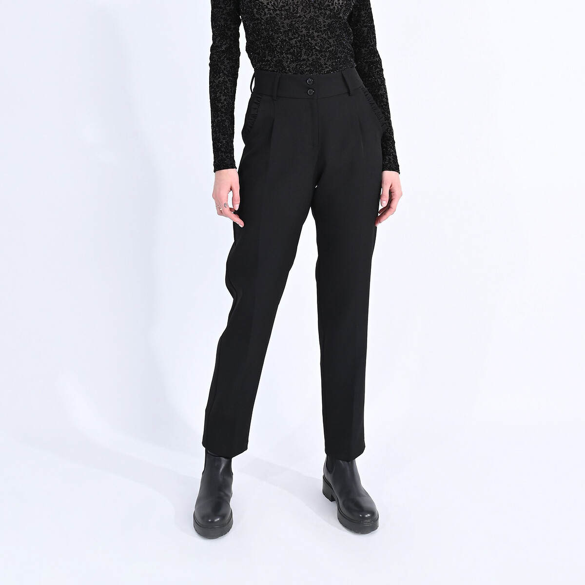 Pantalon negro talle online alto