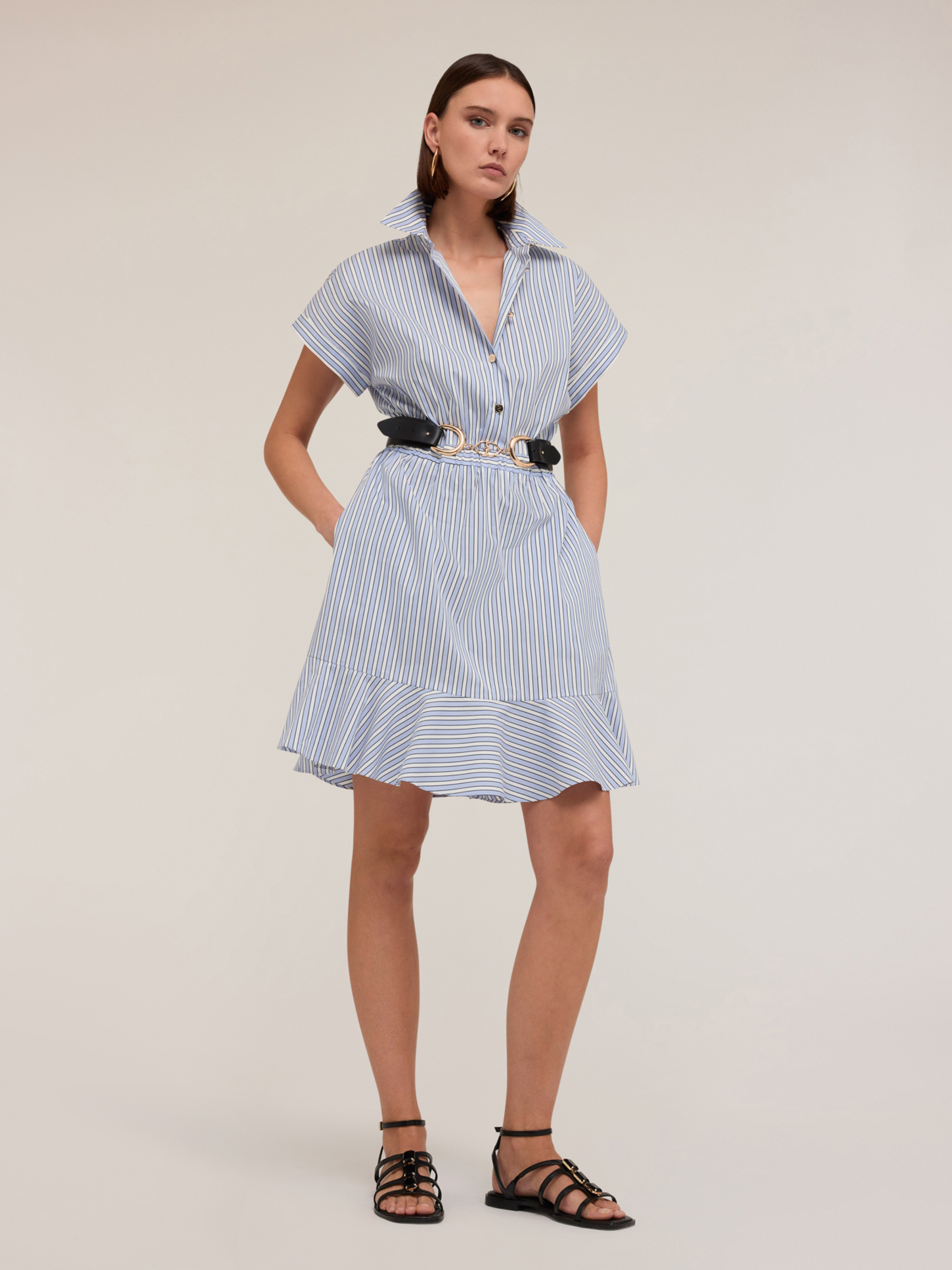 Robe chemisier en coton rayé, MOTIVI