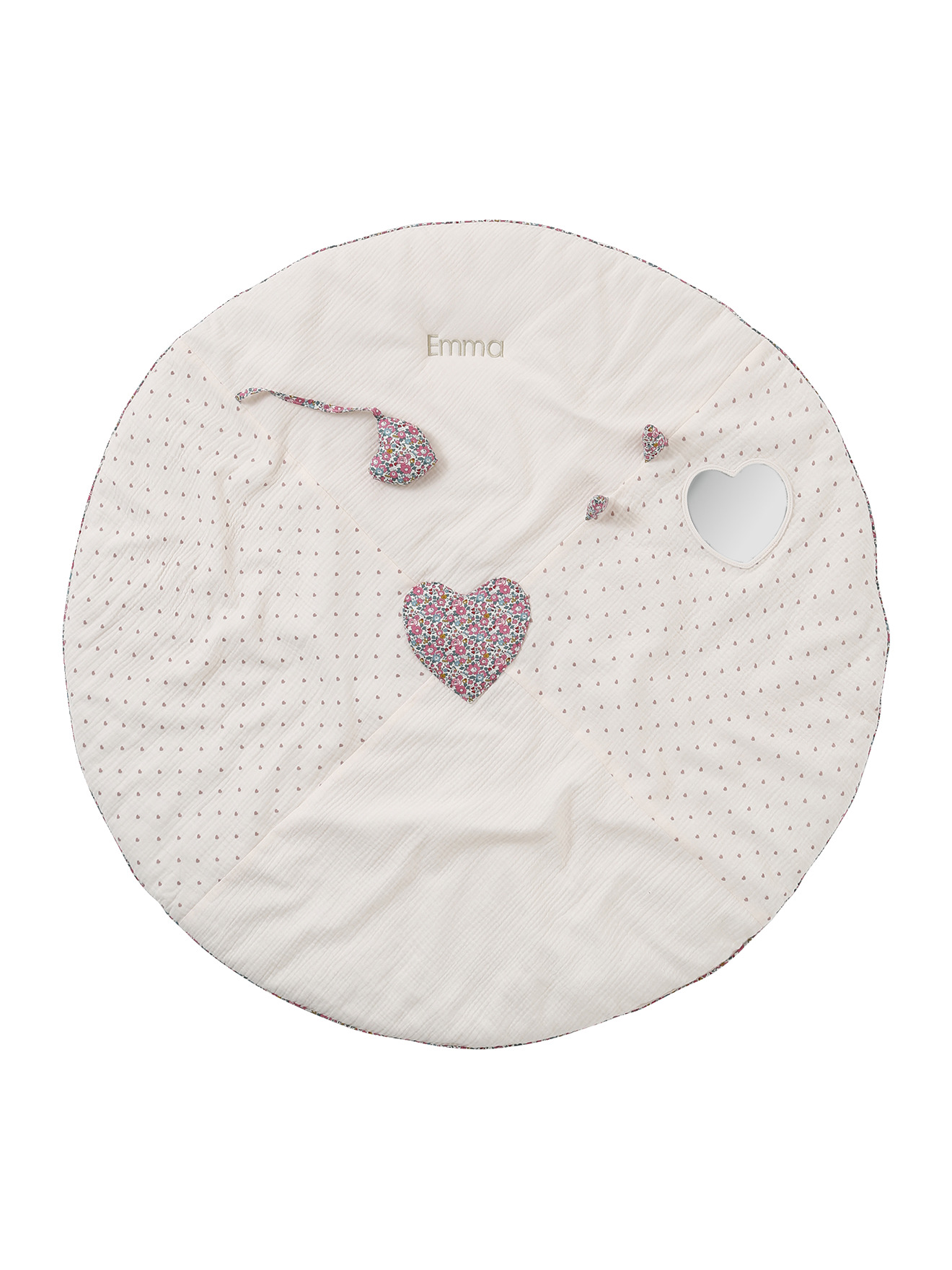 Tapis d'éveil en gaze de coton détails en tissu Liberty, ENVIE DE FRAISE