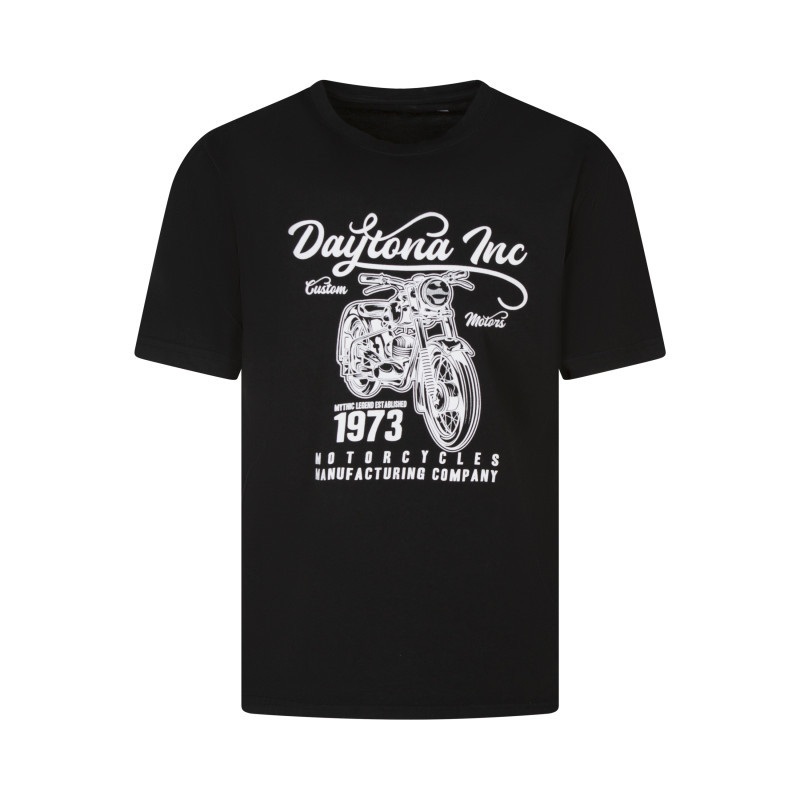 T-shirt Sherbrooke en coton noir à coupe droite pourvu d'un col rond, DAYTONA
