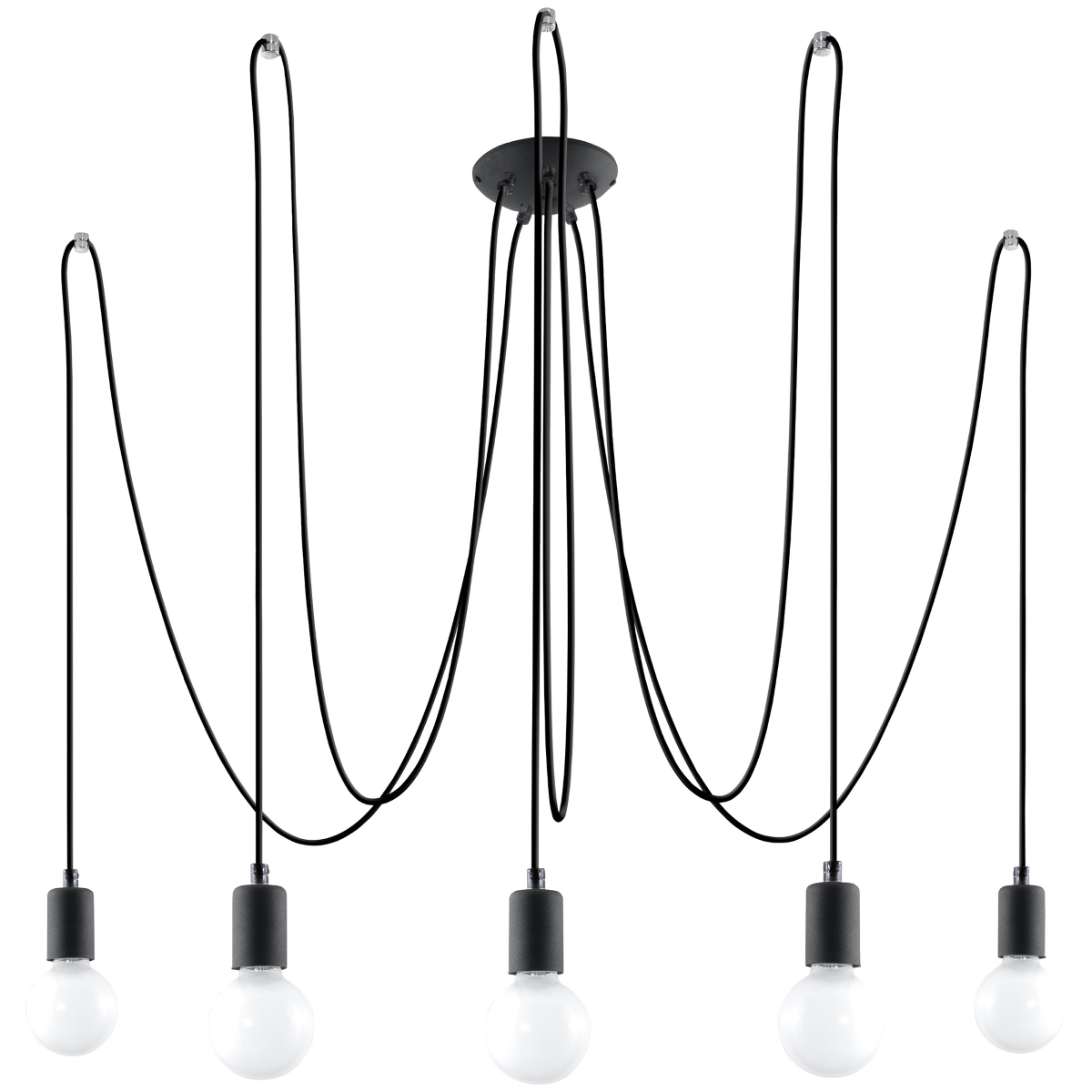 Lustre Tissu Noir E27 5 Edison, EDEN