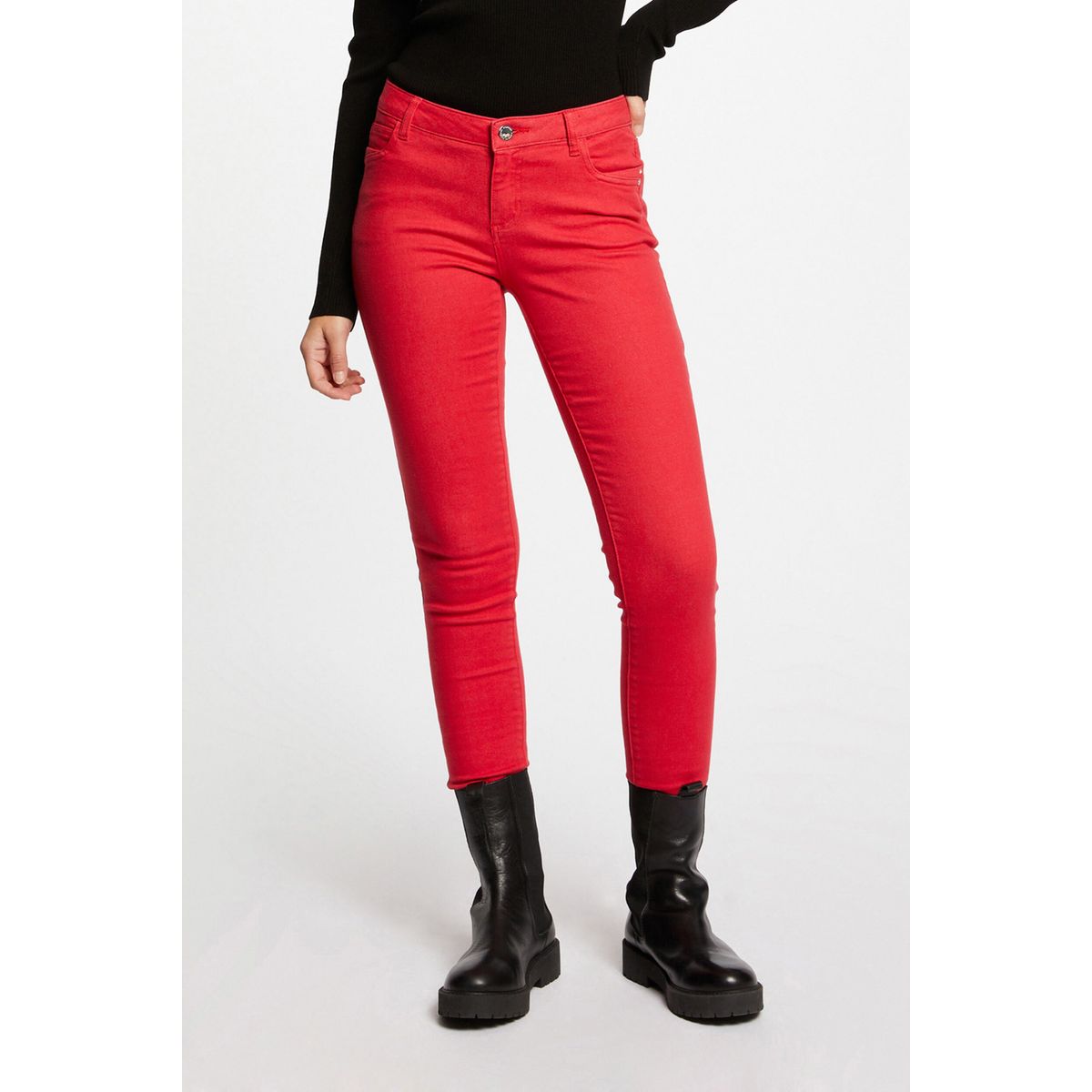 Pantalon skinny rouge femme discount