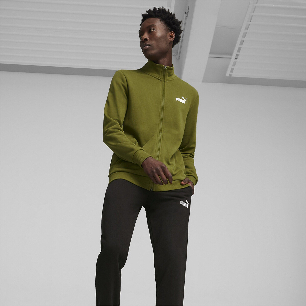 Cotton mix tracksuit with small logo track top green black