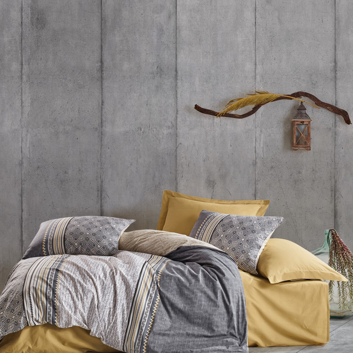 Parure housse de couette coton imprimée graphique, Nedra, C DESIGN HOME TEXTILE