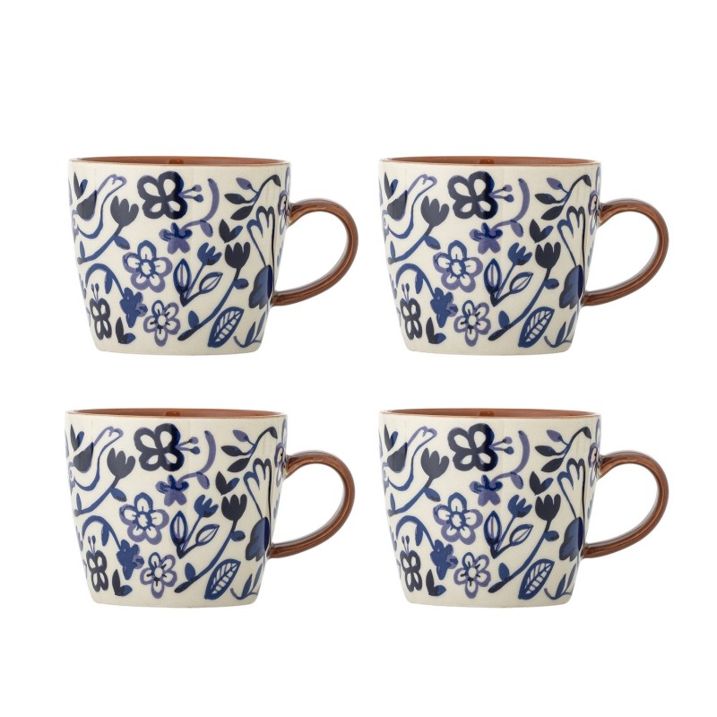 Mugs grès motif floral Figuria set de 4, BLOOMINGVILLE