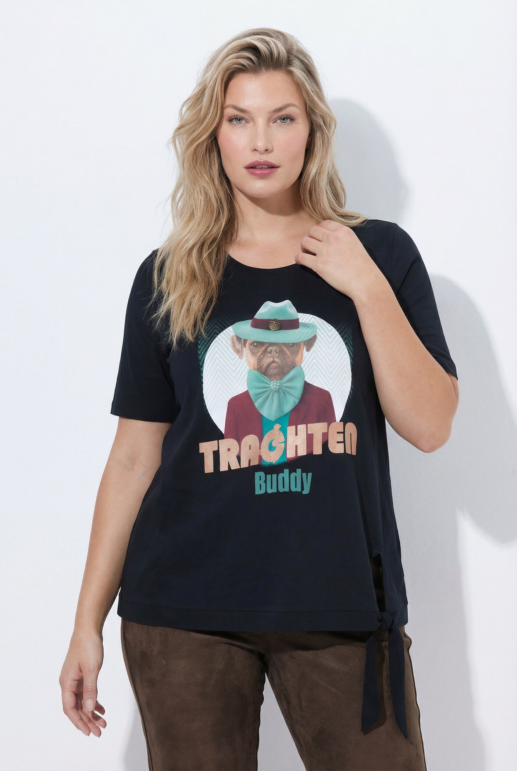 T-shirt, carlin, coupe classique, col V, ULLA POPKEN