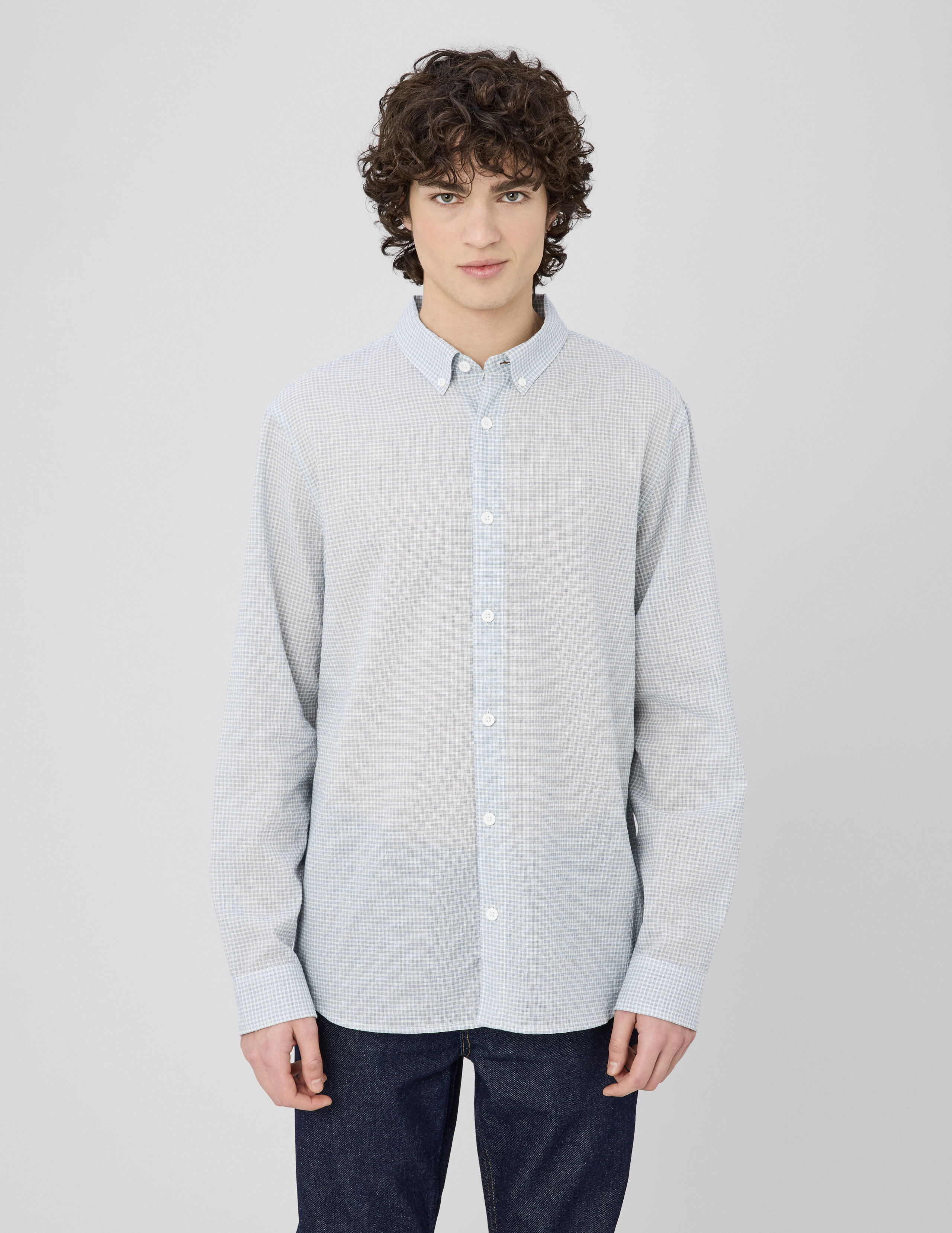 Chemise à carreaux seersucker, BZB