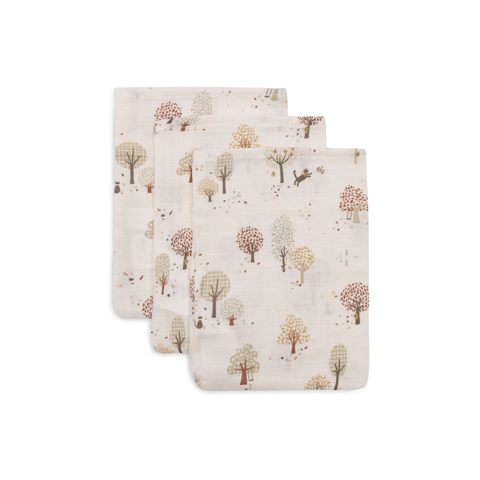 Lot de 3 gants de toilette gaze de coton Tiny Park, JOLLEIN