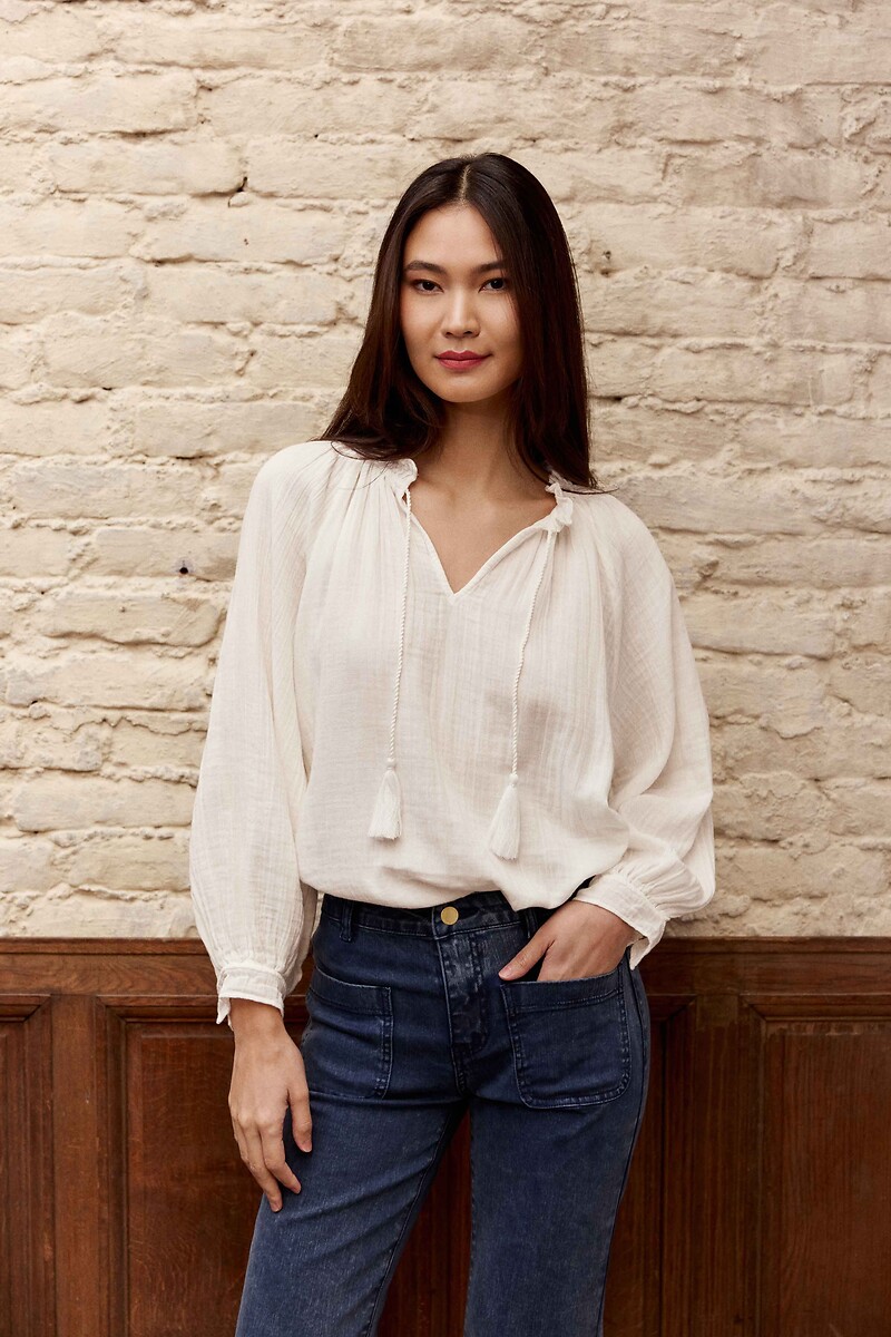 Briska Cotton Muslin Loose Fit Blouse, LA PETITE ETOILE