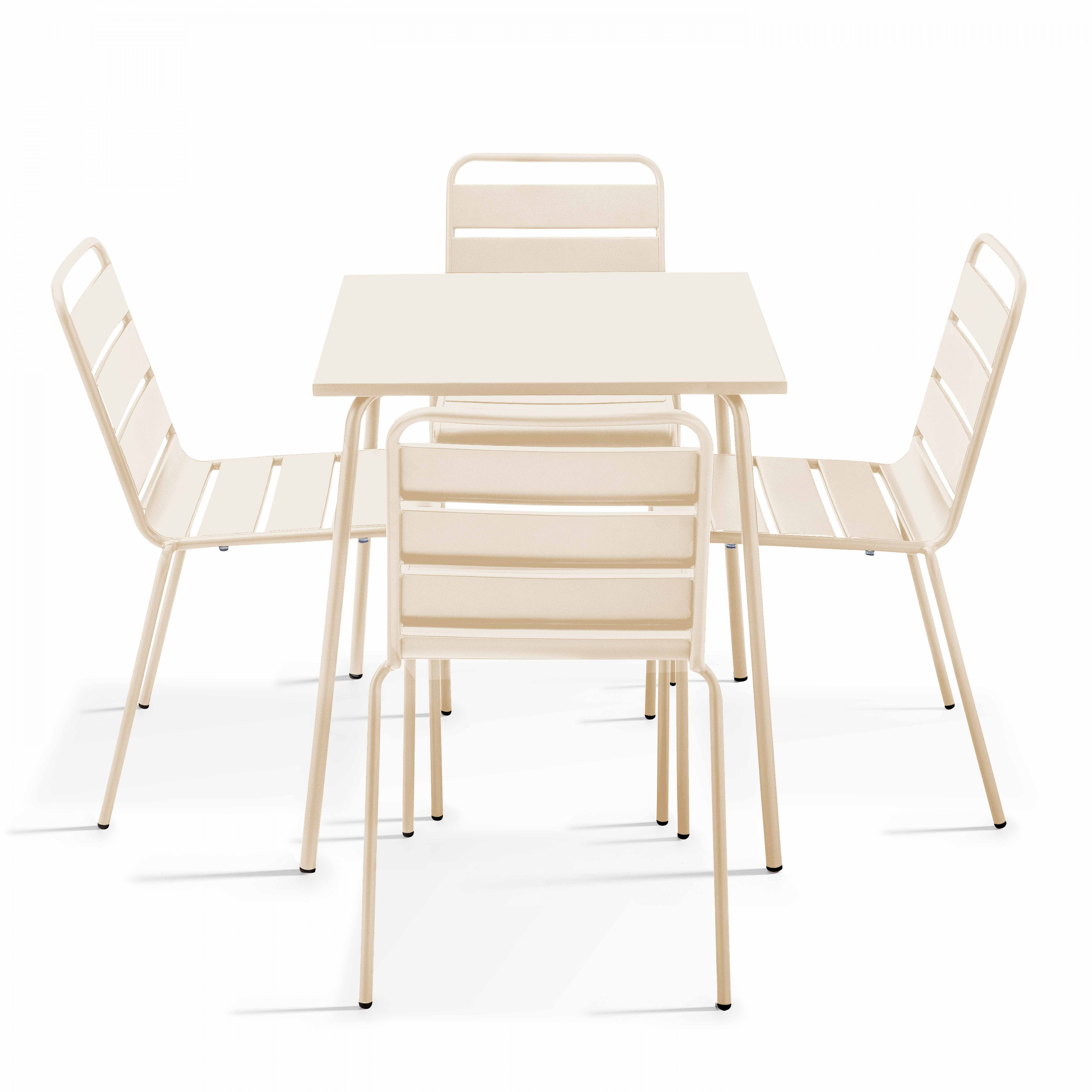 Salon de jardin table carrée et 4 chaises en métal, PALAVAS, OVIALA