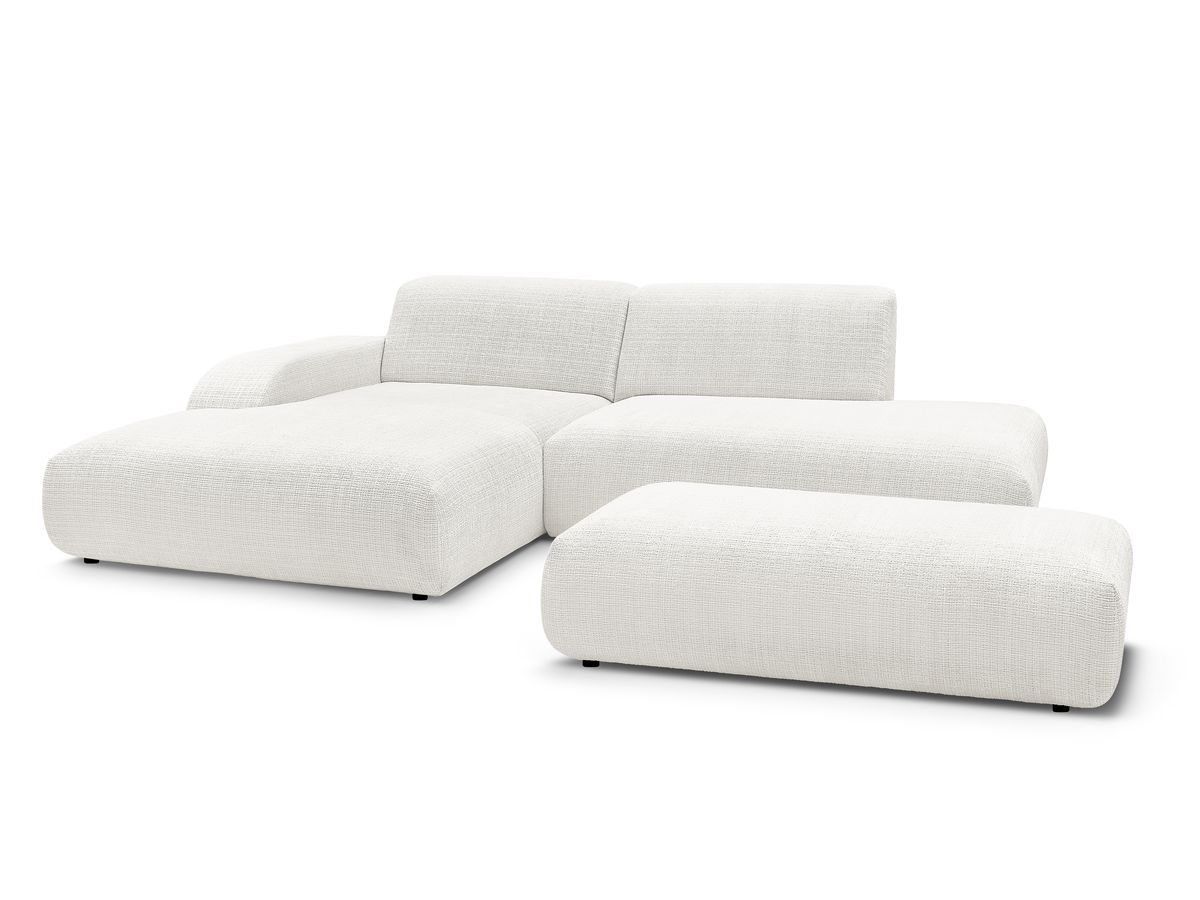 Canapé d'angle fixe 4 places en tissu texturé, SIRIUS, BOBOCHIC