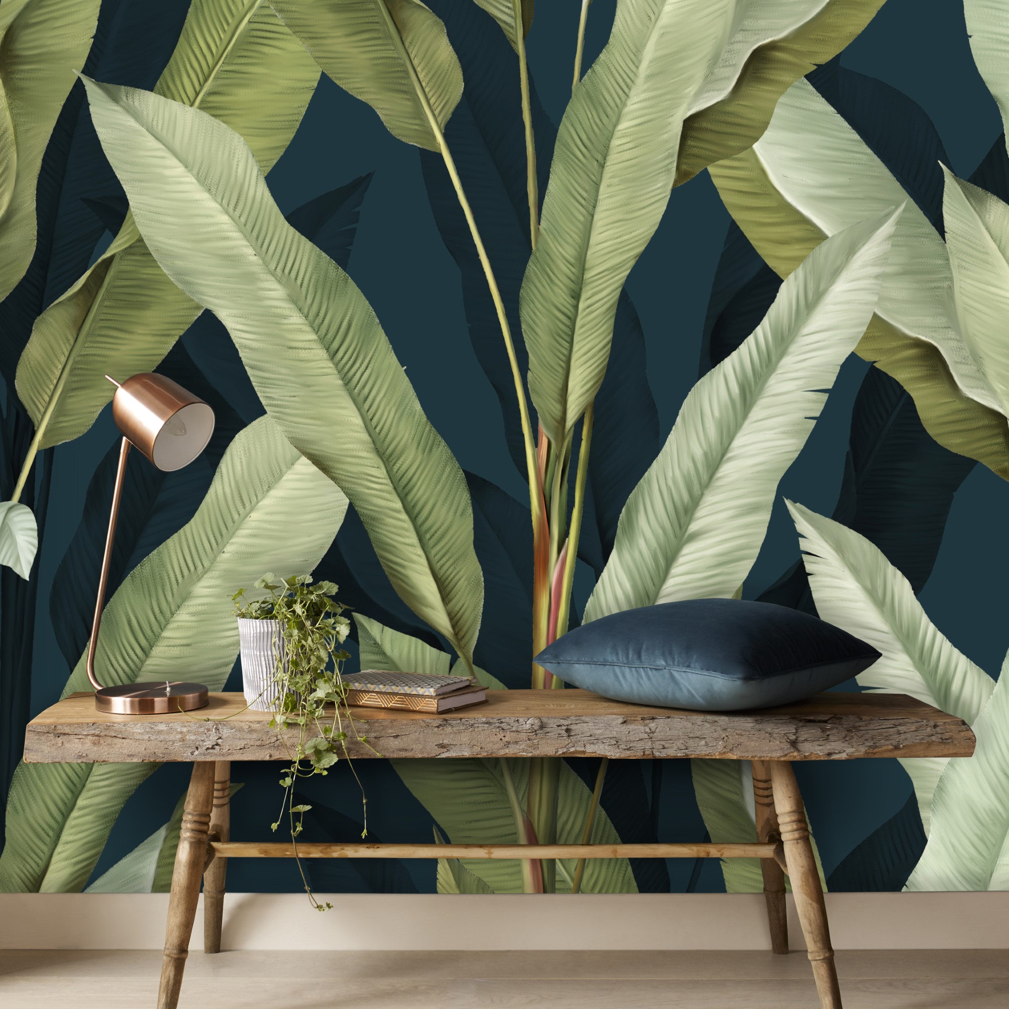 Papier peint panoramique Mur De Grandes Feuilles, ART FOR THE HOME