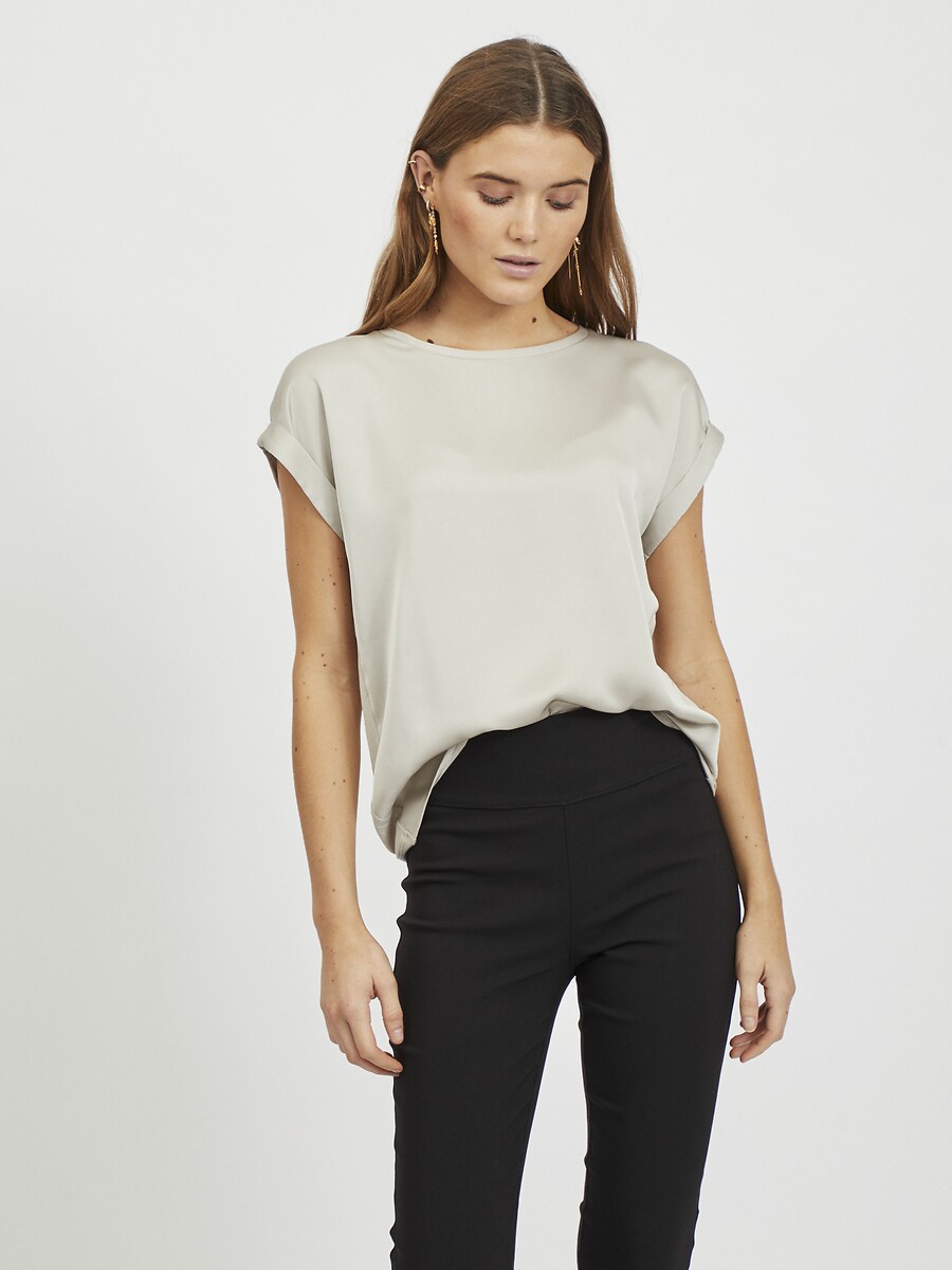 T-shirt in satijn, ronde hals