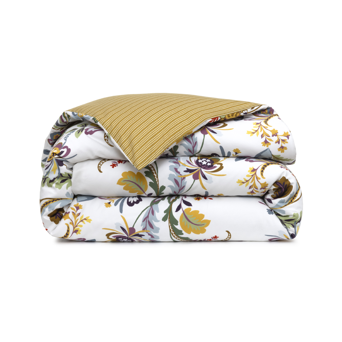 Housse de couette en satin de coton lavé jaune, GIRANDOLE, DESFORGES