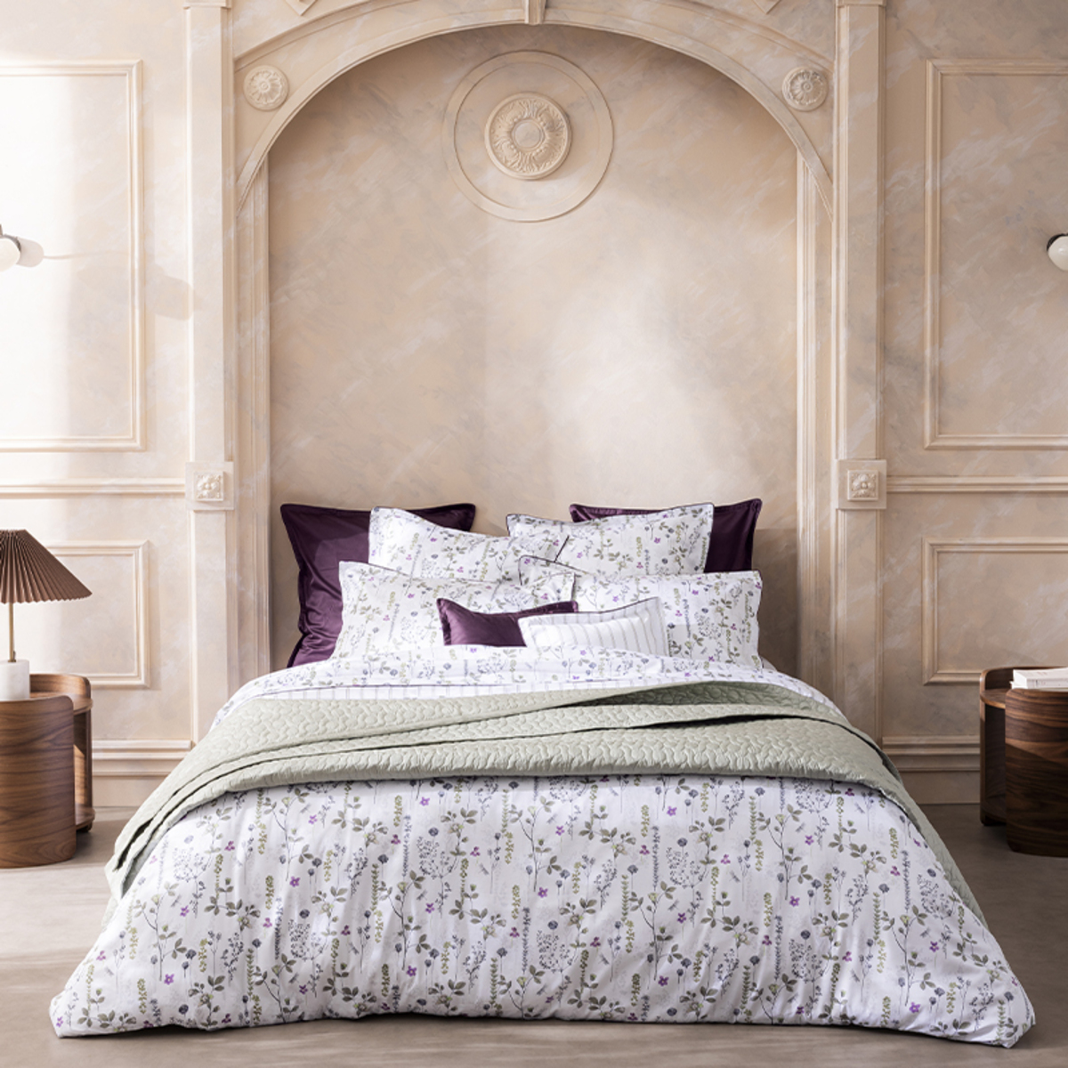Housse de couette imprimée en satin de coton bio, BUCOLIQUE, ALEXANDRE TURPAULT