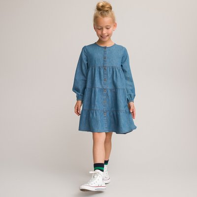 Denim Lightweight Tiered Dress, 3-12 Years LA REDOUTE COLLECTIONS
