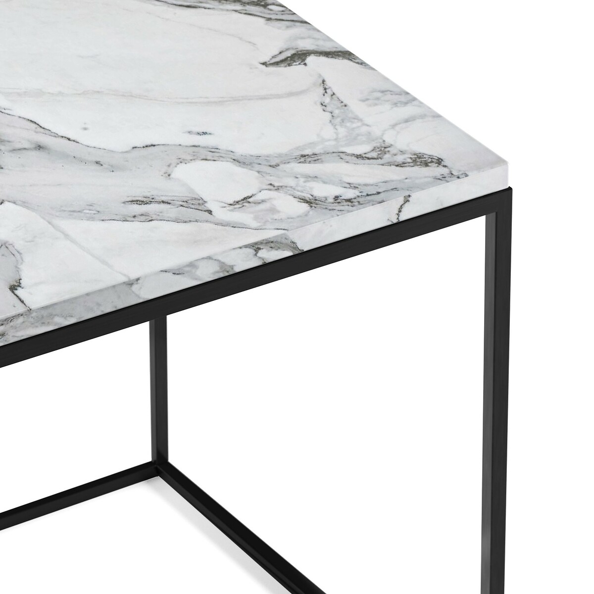 Mahaut marble & black metal side table, marble white, Am.Pm | La