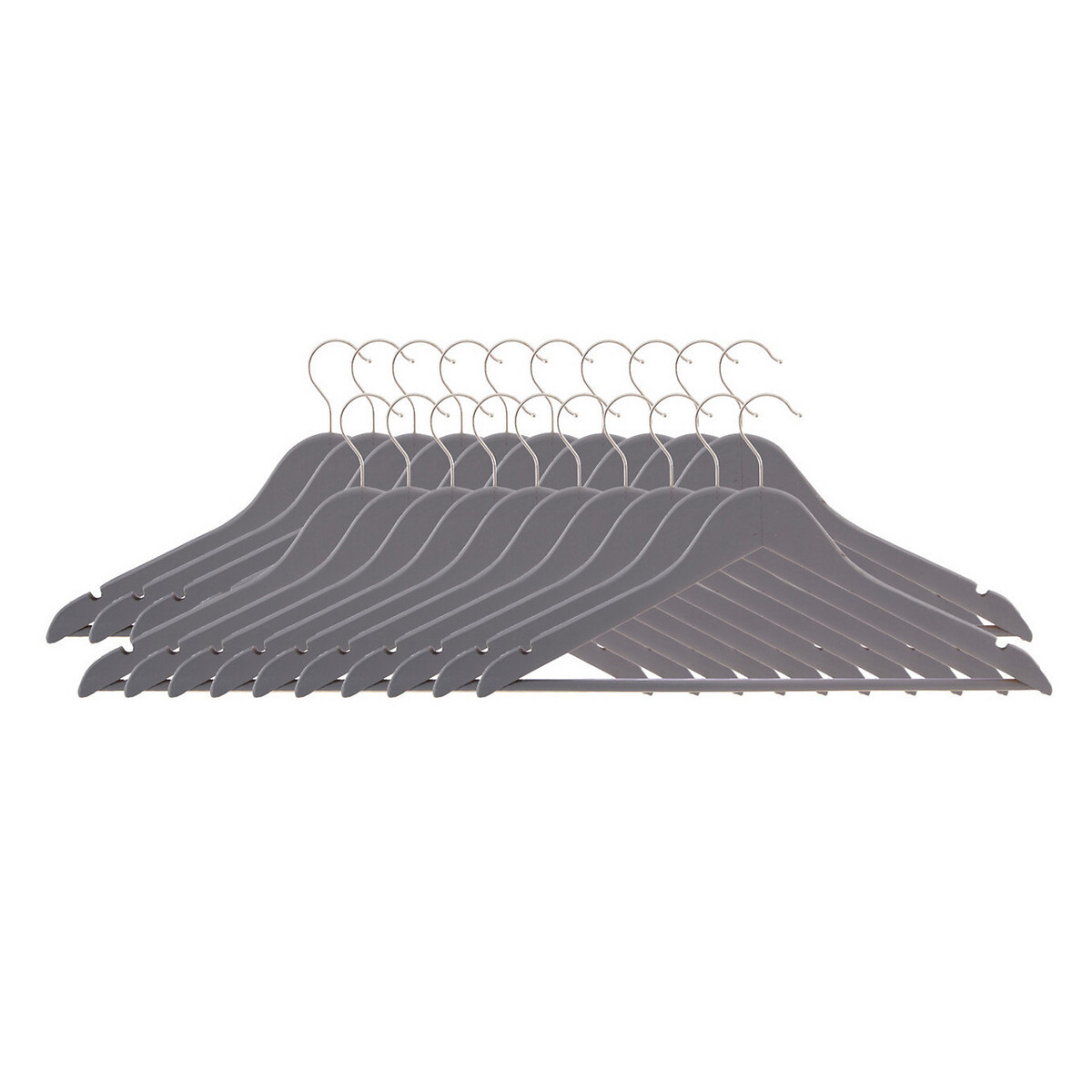 Set of 20 Coat Hangers in Matte Grey Wood, SO'HOME