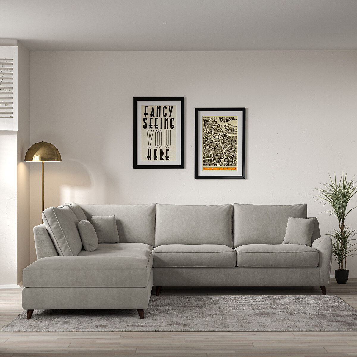 Light grey corner online sofa bed