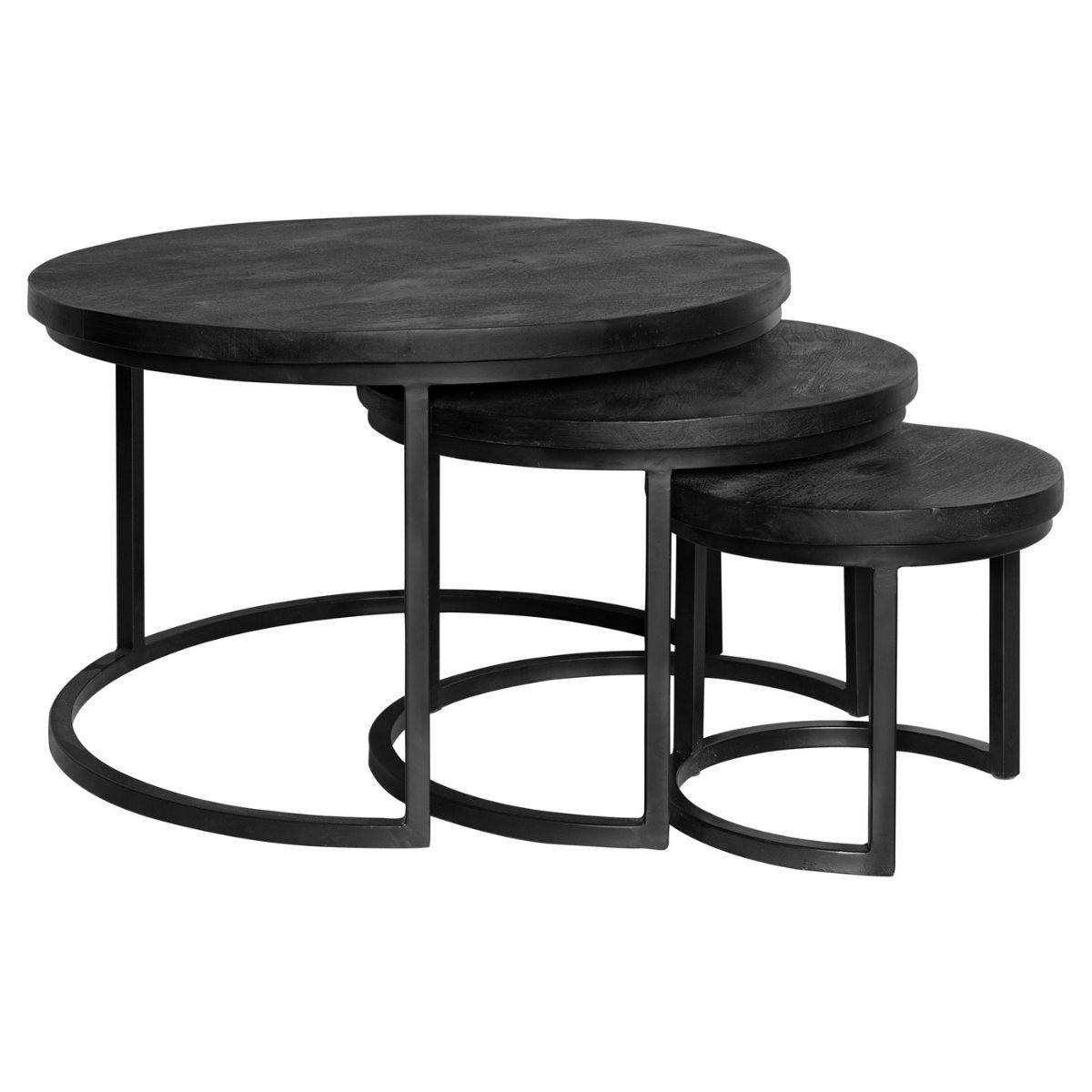 Table gigogne salon en bois noir (lot de 3) ALVERA, PIER IMPORT
