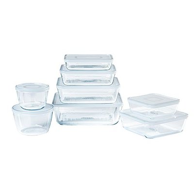 Lot de 8 boîtes de conservation en verre rectangulaires avec couvercle - spécial congélation - Cook & Freeze PYREX