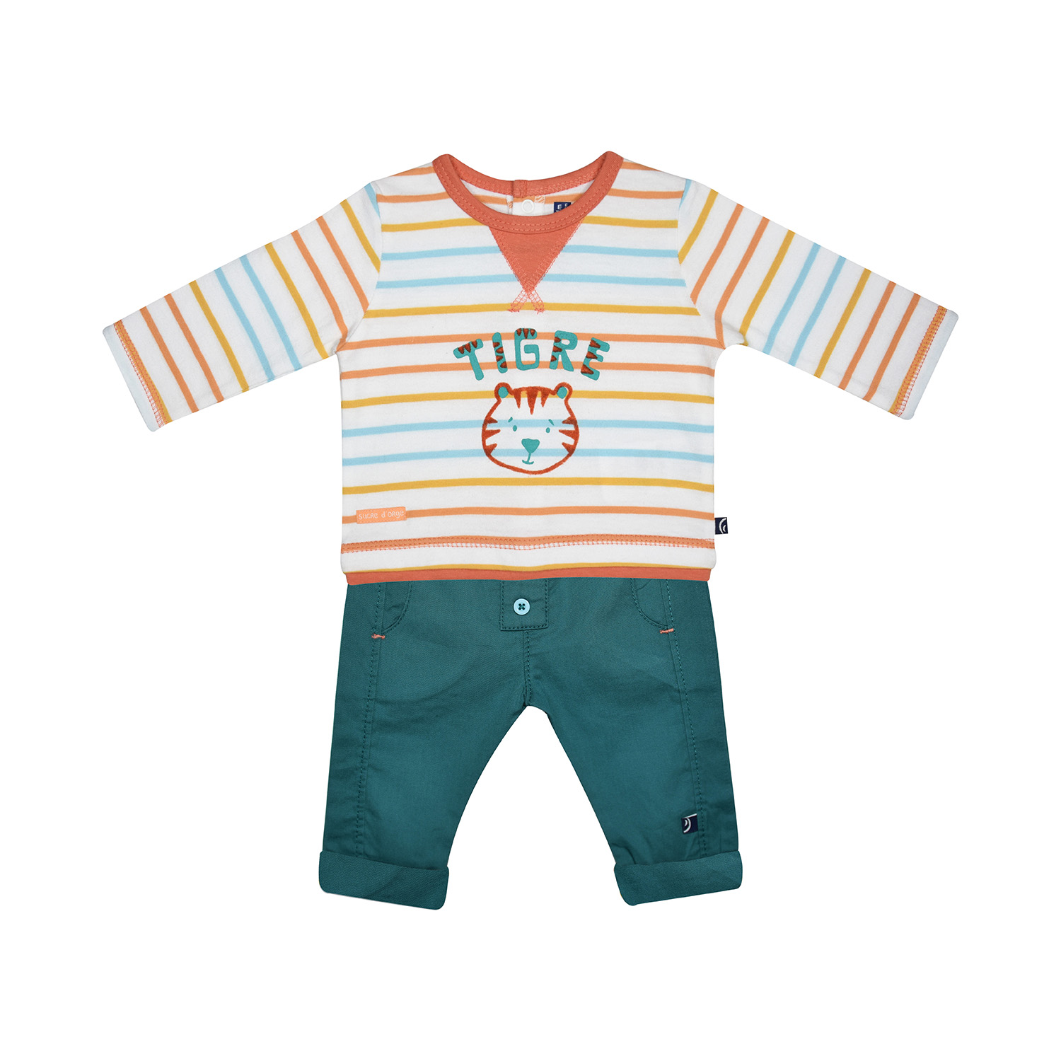 Ensemble tee shirt pantalon gontran manches longues naissance, SUCRE D'ORGE
