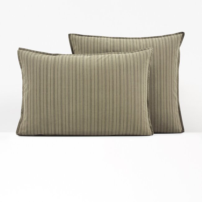 Monille Striped 100% Washed Cotton Pillowcase, striped print, LA REDOUTE INTERIEURS