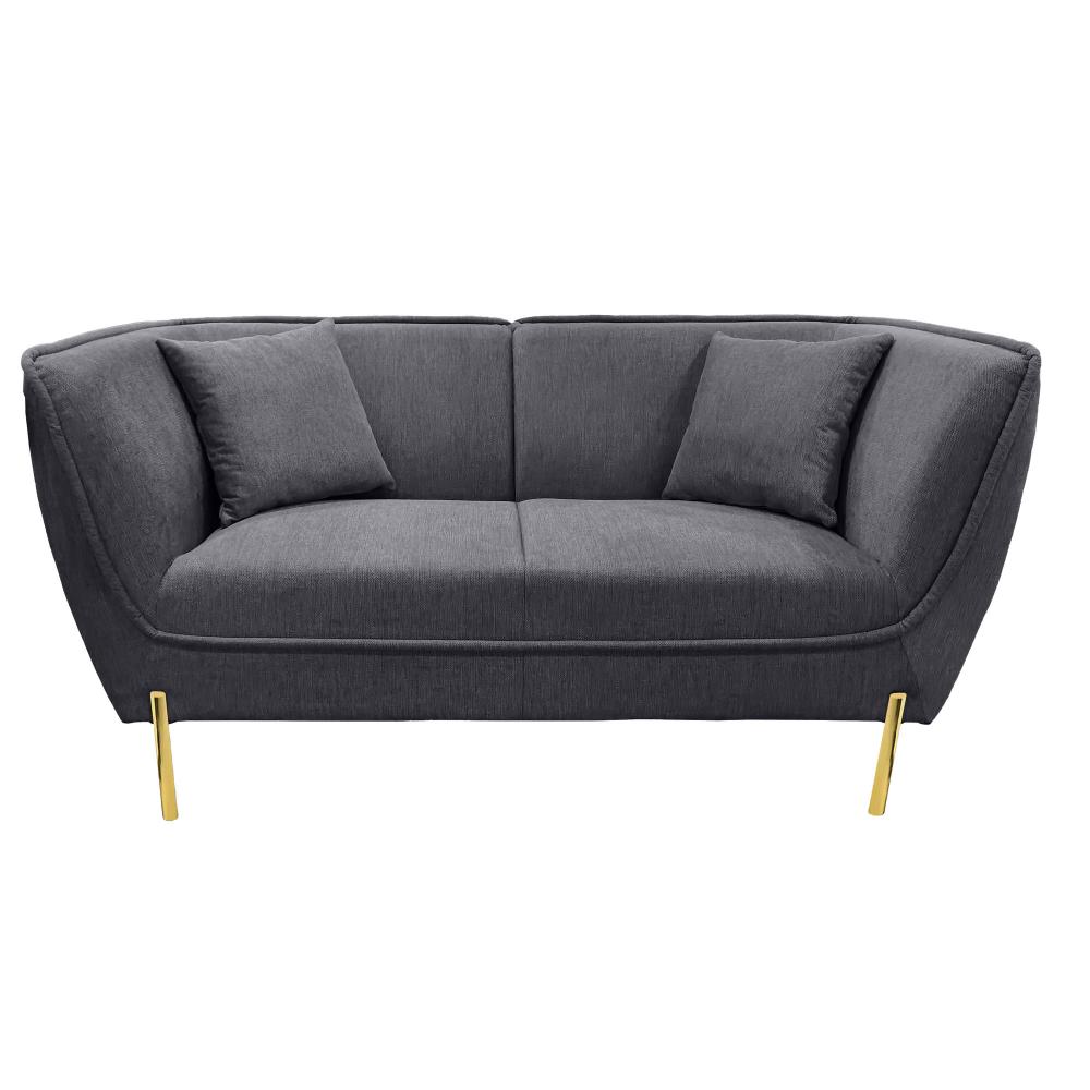 Canapé 2 places en tissu ardoise avec piètement doré L167 cm Provence, AMADEUS