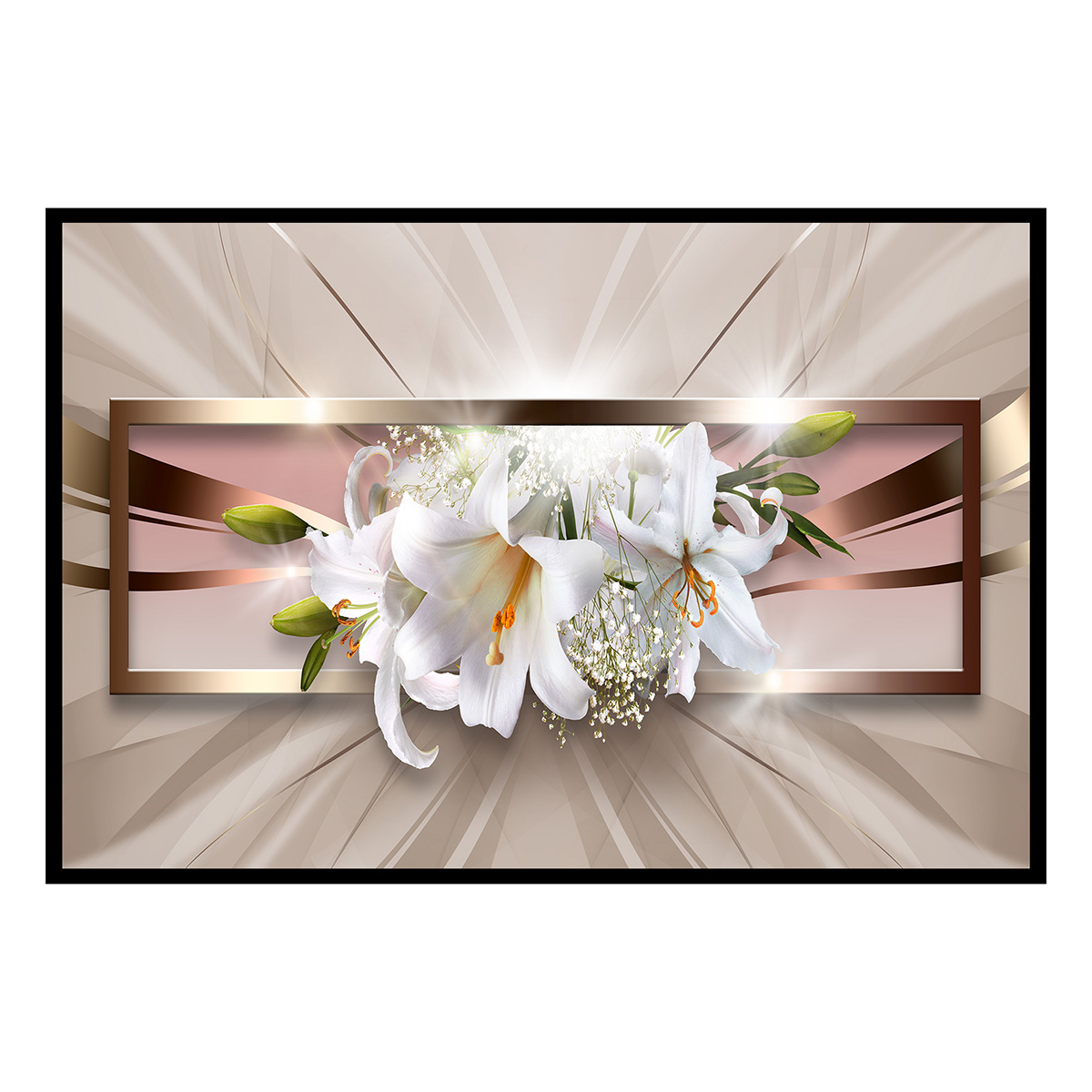 Affiche encadrée fleurs blanches élégantes, HEXOA