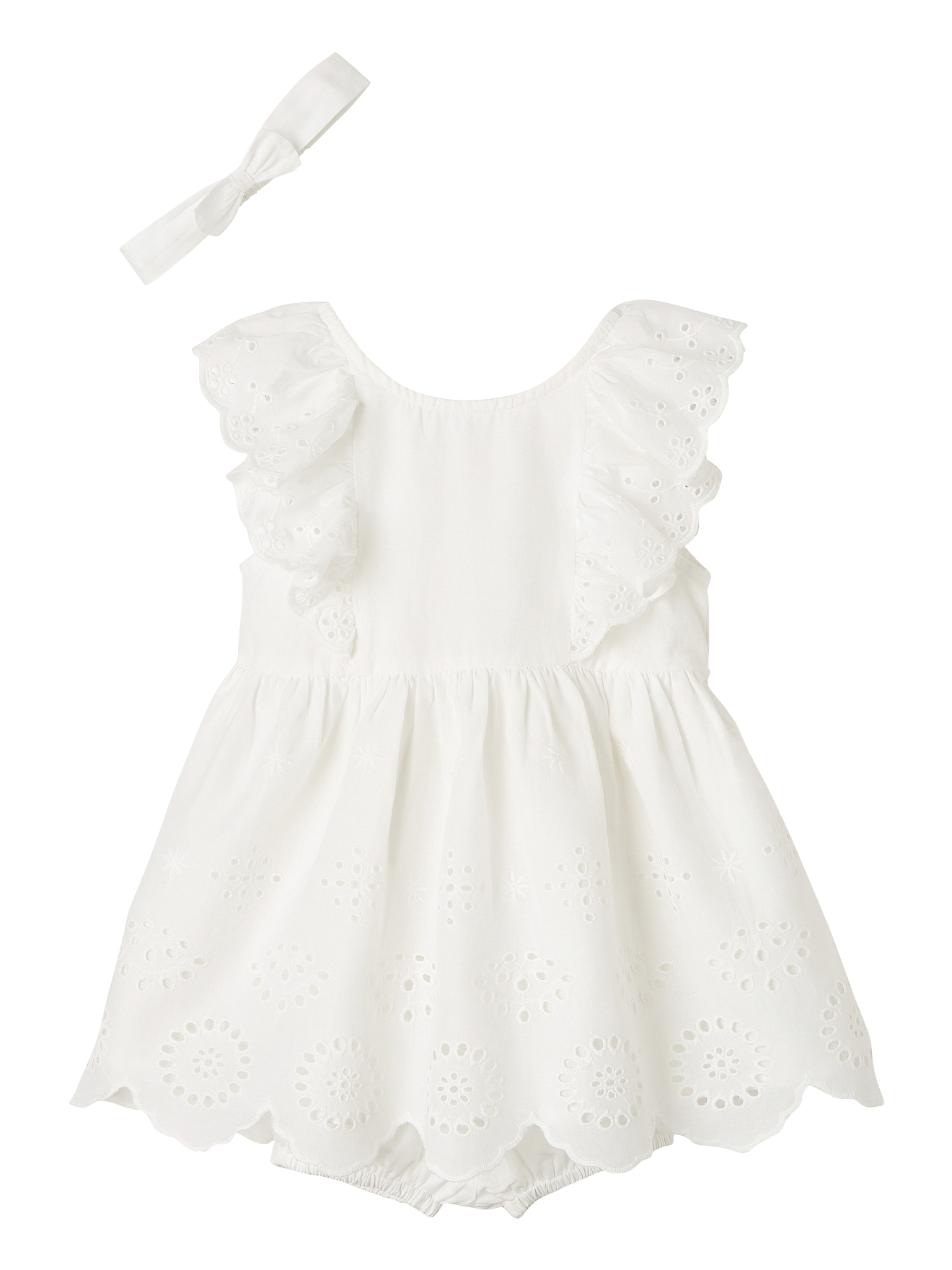 Ensemble cérémonie bébé robe, bloomer et bandeau, VERTBAUDET