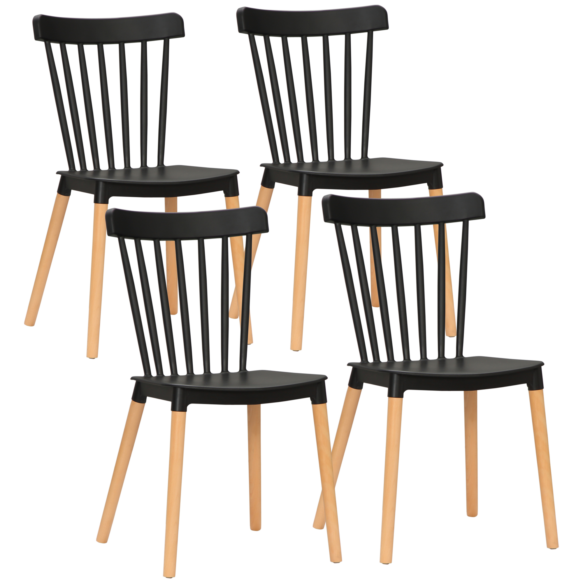 Chaise de salle à manger PP Noir, HOMCOM