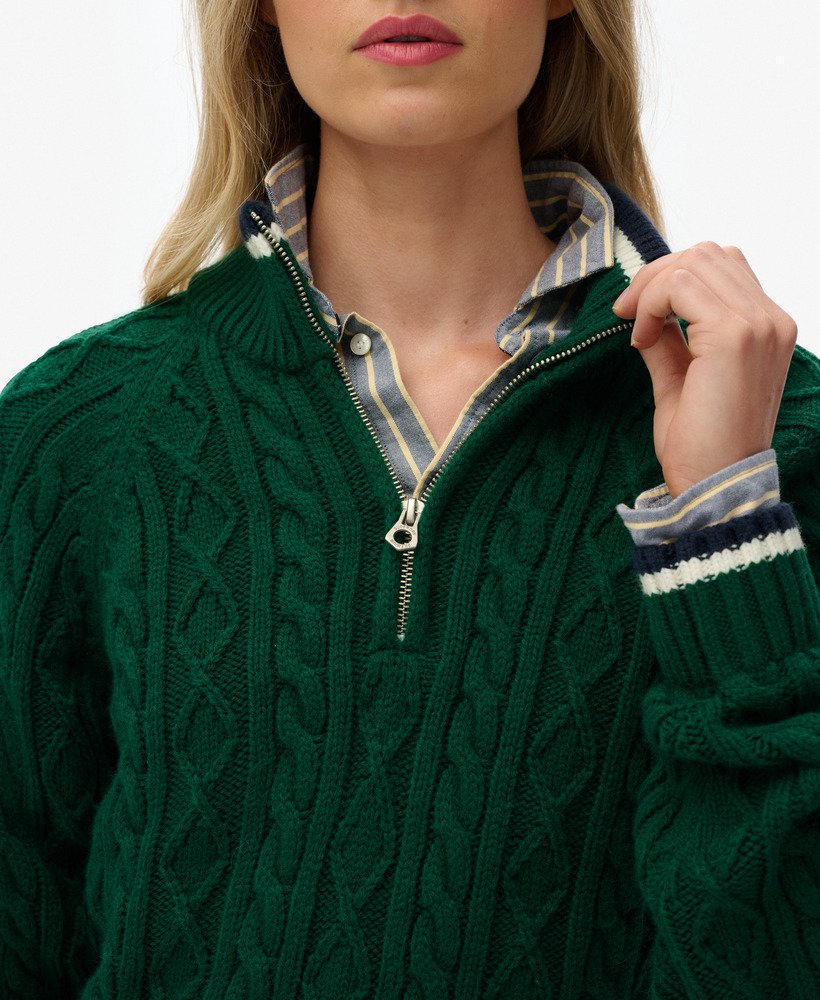 Pull slim en maille torsadée à col camionneur, SUPERDRY