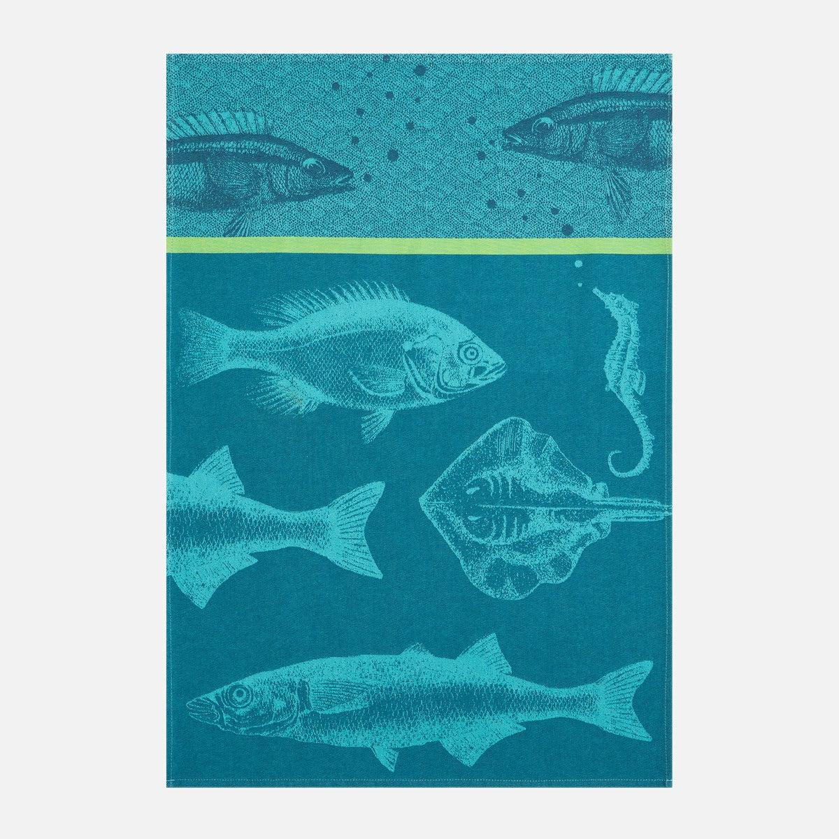 Torchon jacquard en coton BANC DE POISSONS, COUCKE
