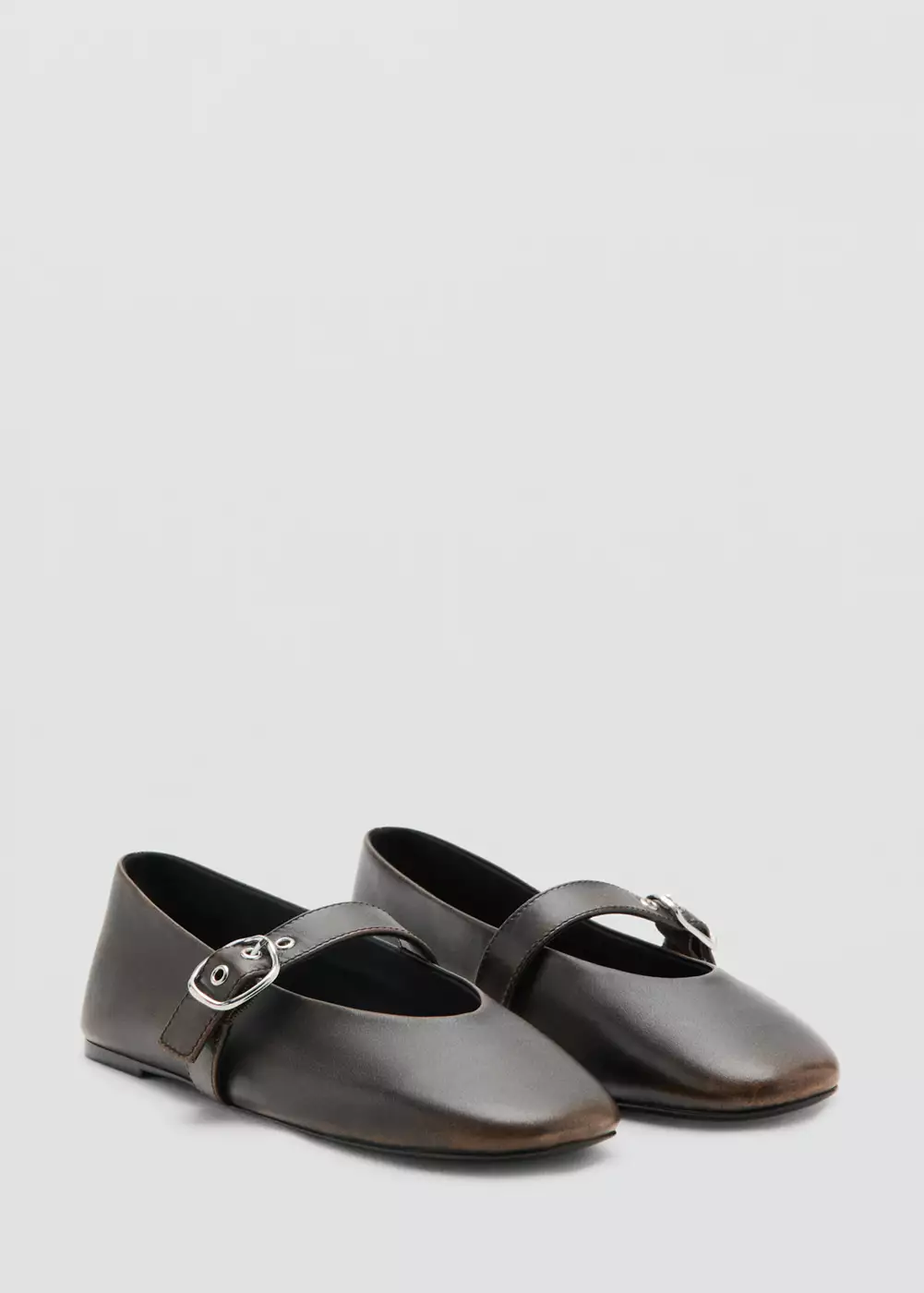 Ballerines cuir boucle, MANGO
