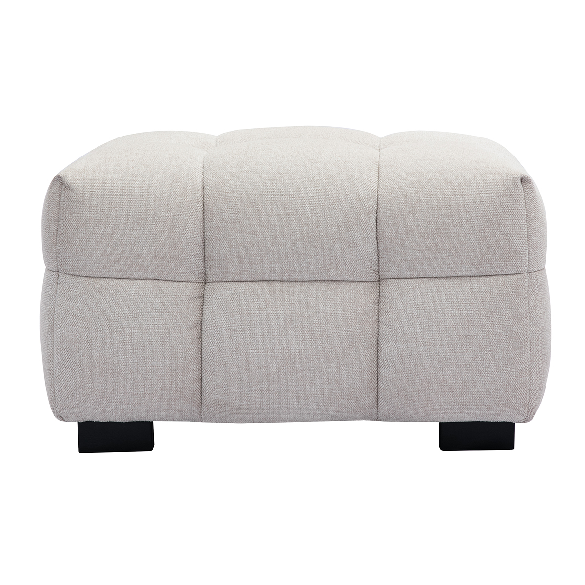 Pouf repose-pieds design en tissu effet velours texturé beige CORTO, MILIBOO