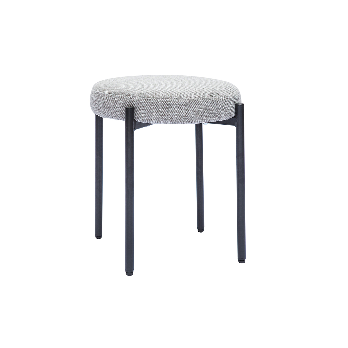 Tabouret bas design empilable en tissu effet velours texturé et métal noir H41 cm KIKO, MILIBOO