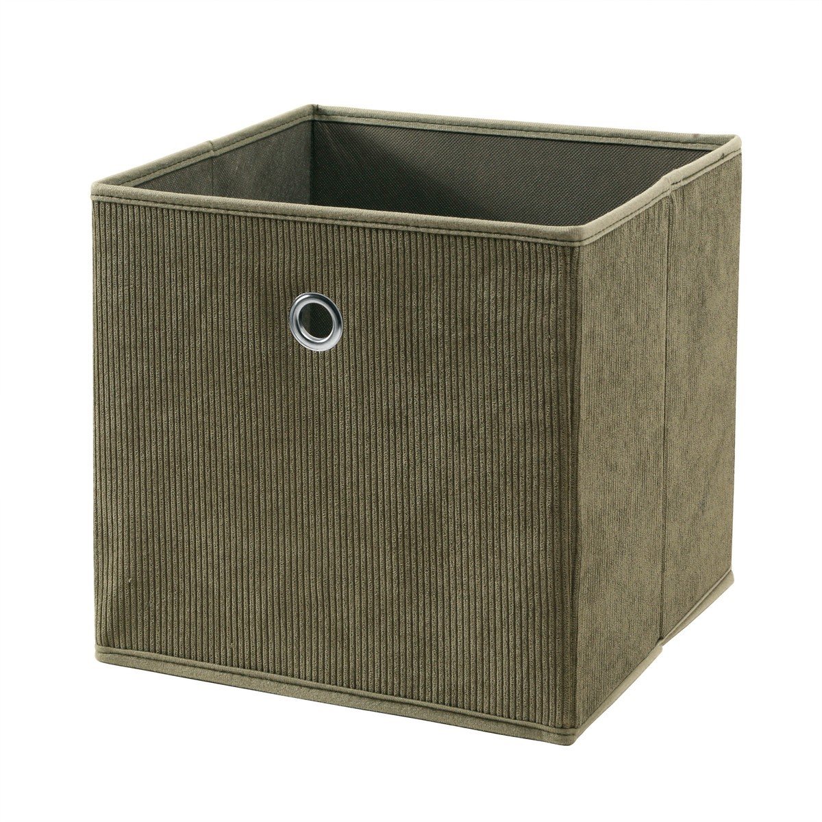 Cube pliable tissu velours côtelé kaki - H27 cm, CALICOSY
