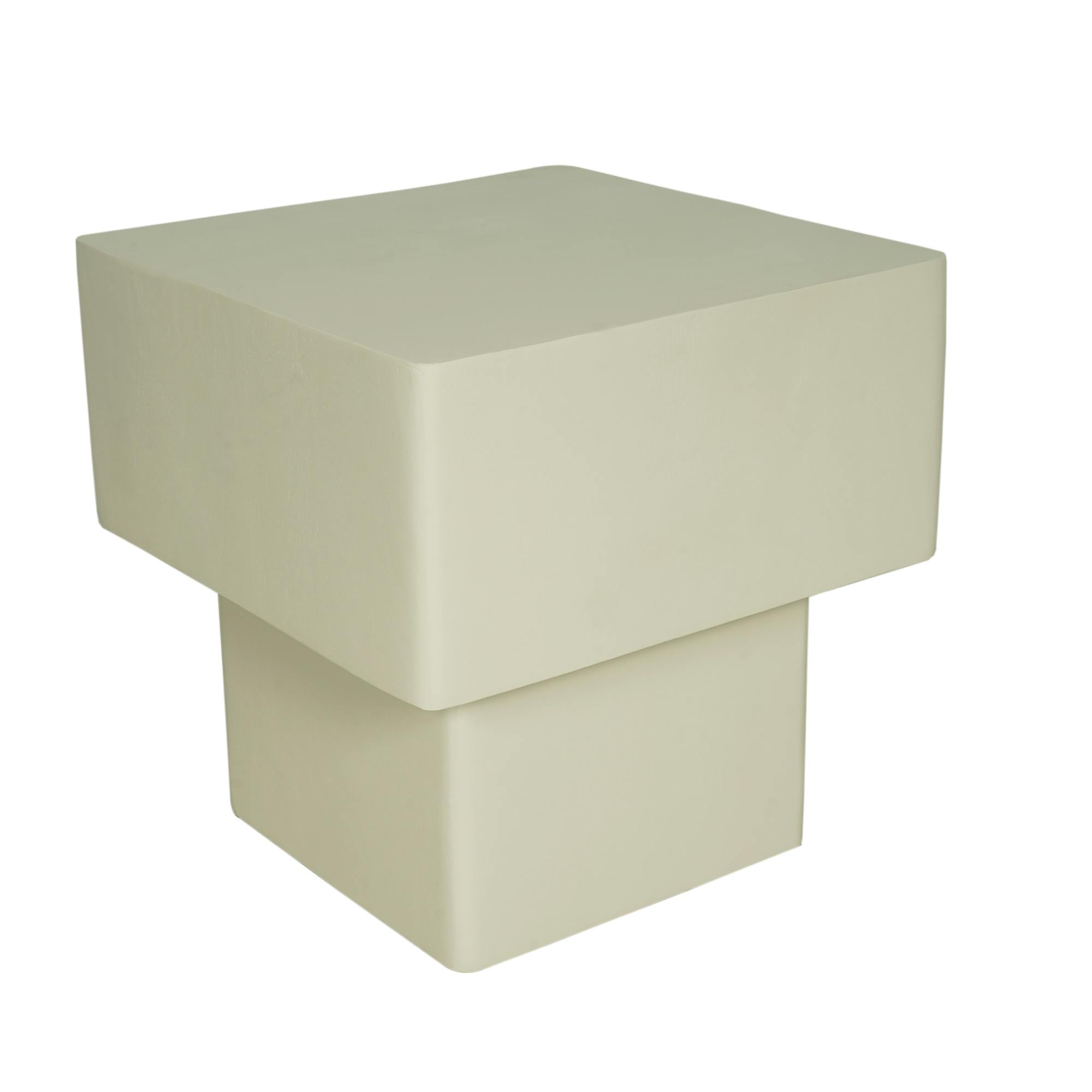Table basse cube en bois sable à pied central ALMA, PIER IMPORT