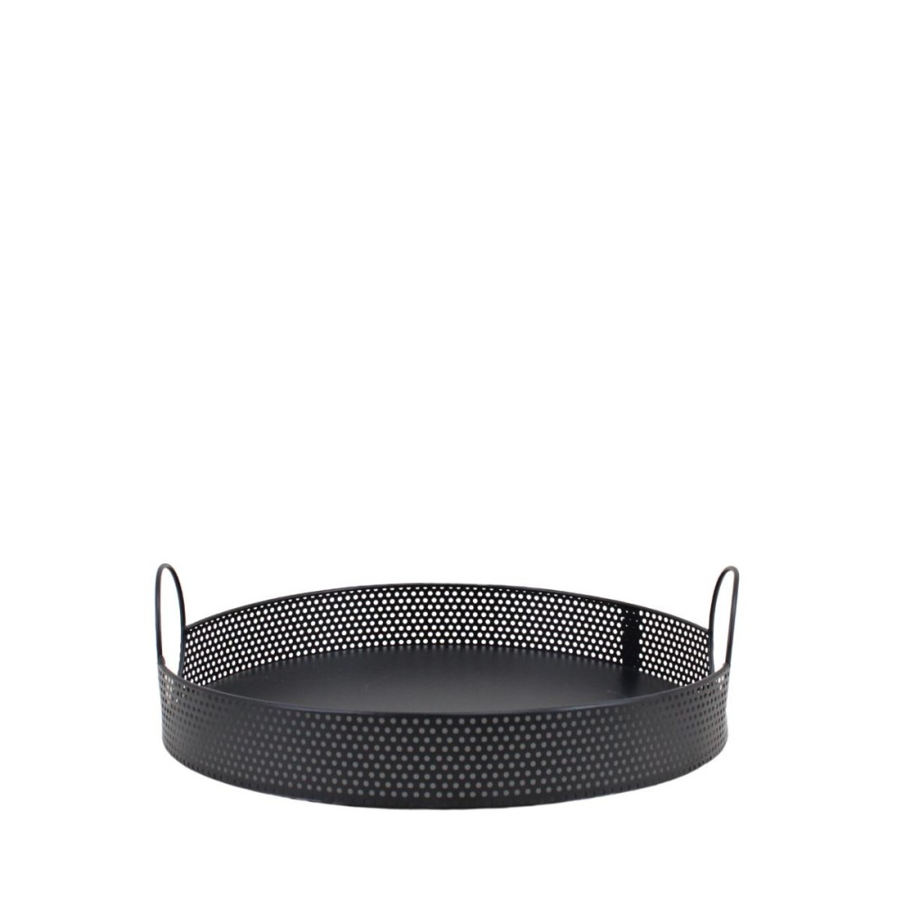 Plateau rond en métal noir 35cm, ORNAMI