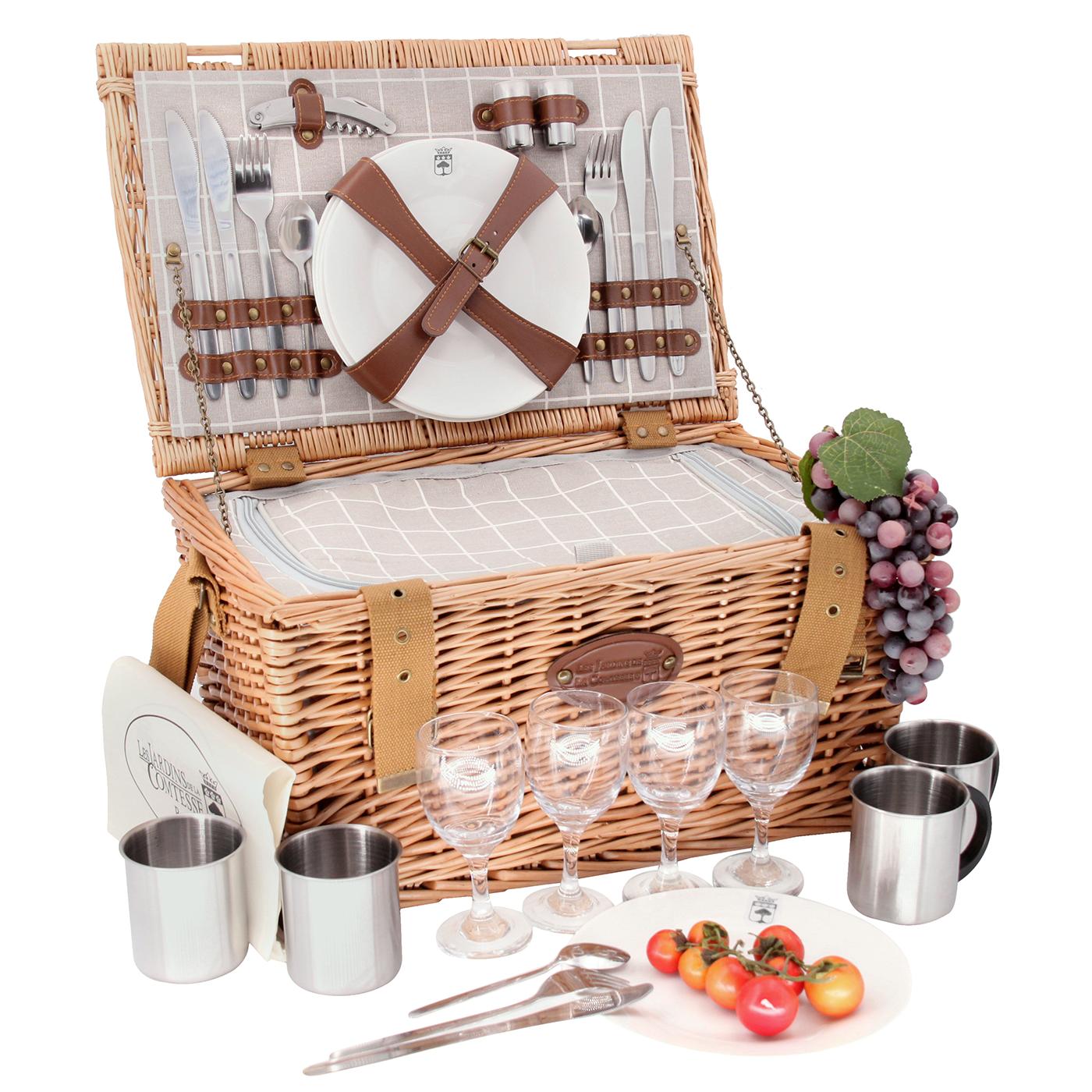 Panier pique-nique + glacière Concorde 4 pers, LES JARDINS DE LA COMTESSE