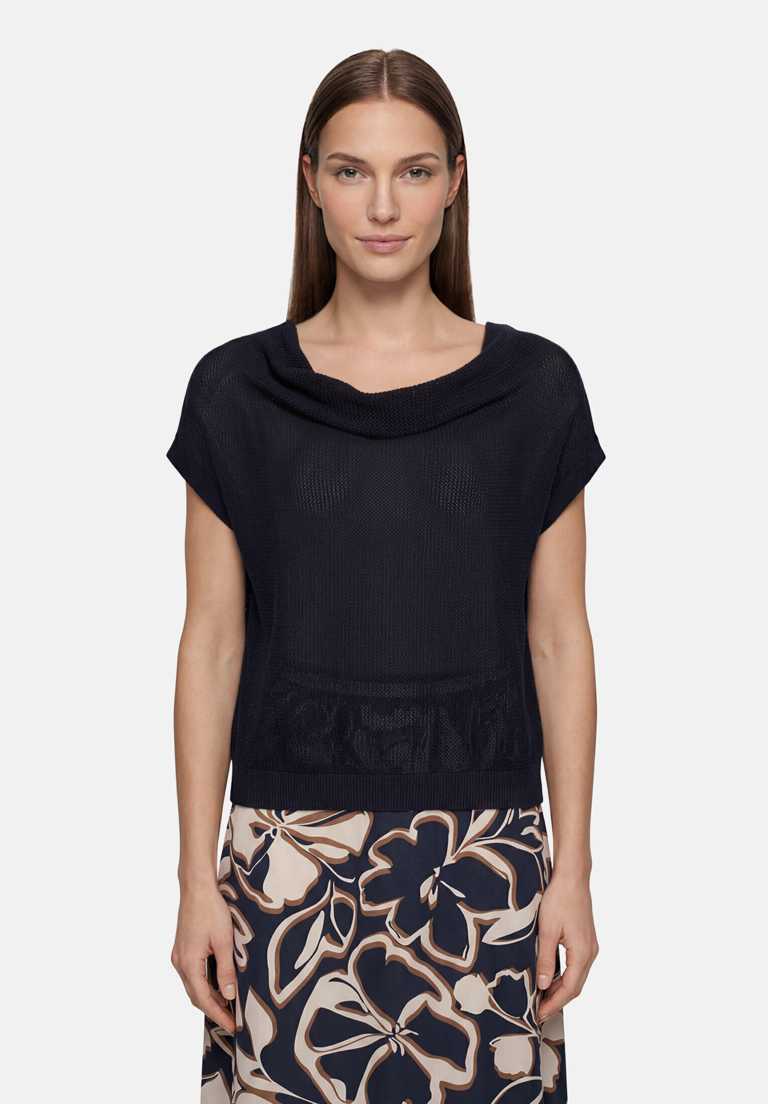 Pull-over en maille ajourée à encolure bénitier, BETTY BARCLAY