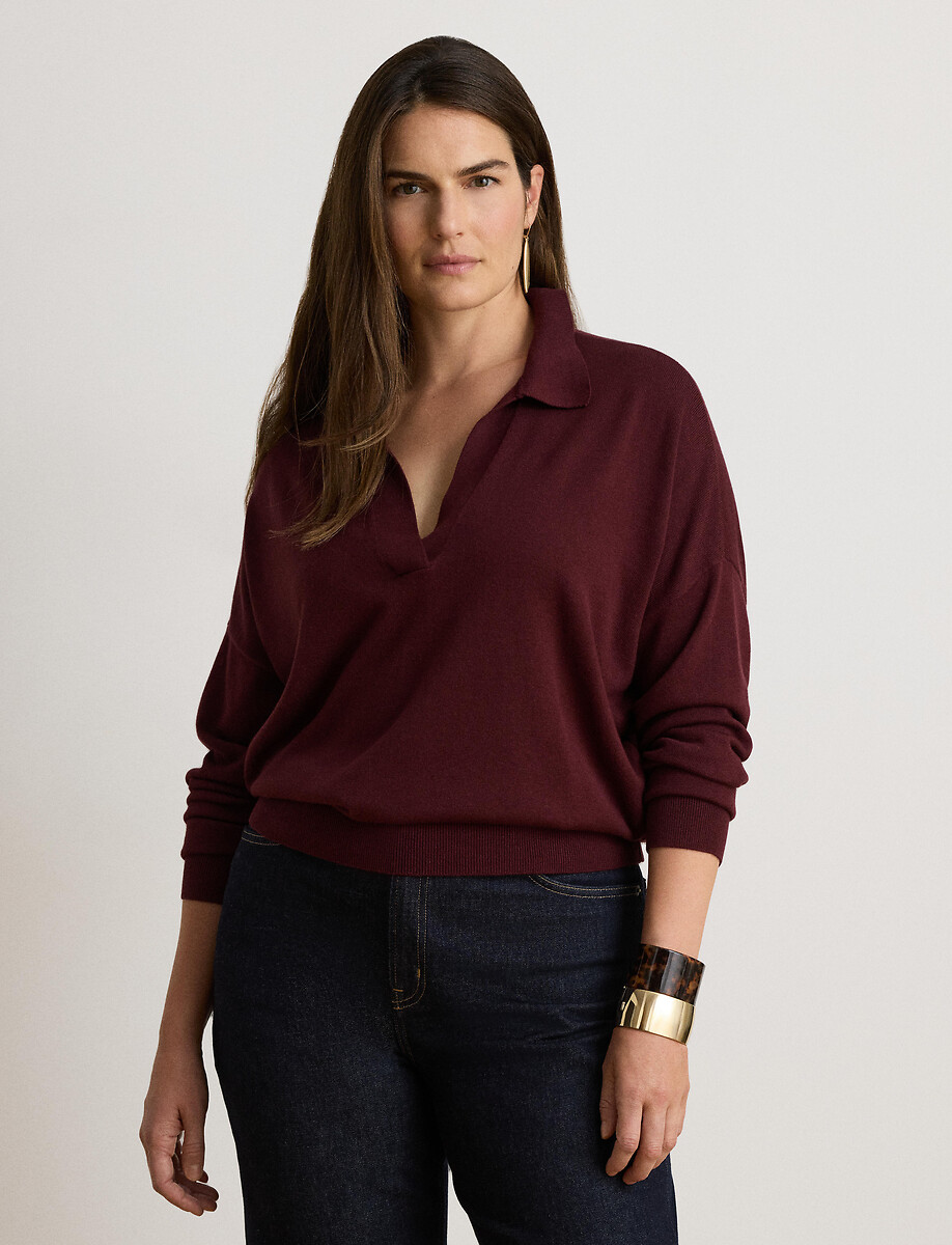 Pull col polo, chemise en fine maille, LAUREN RALPH LAUREN