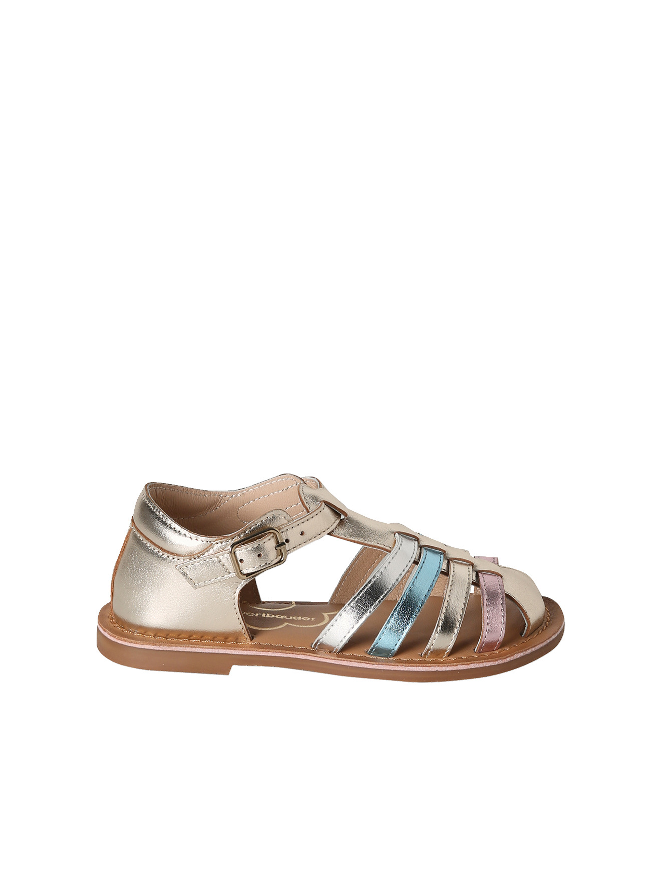 Sandales cuir boucle, VERTBAUDET