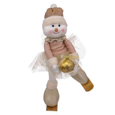 Bonhomme de neige avec tutu et patins 40cm Rose FEERIE CHRISTMAS