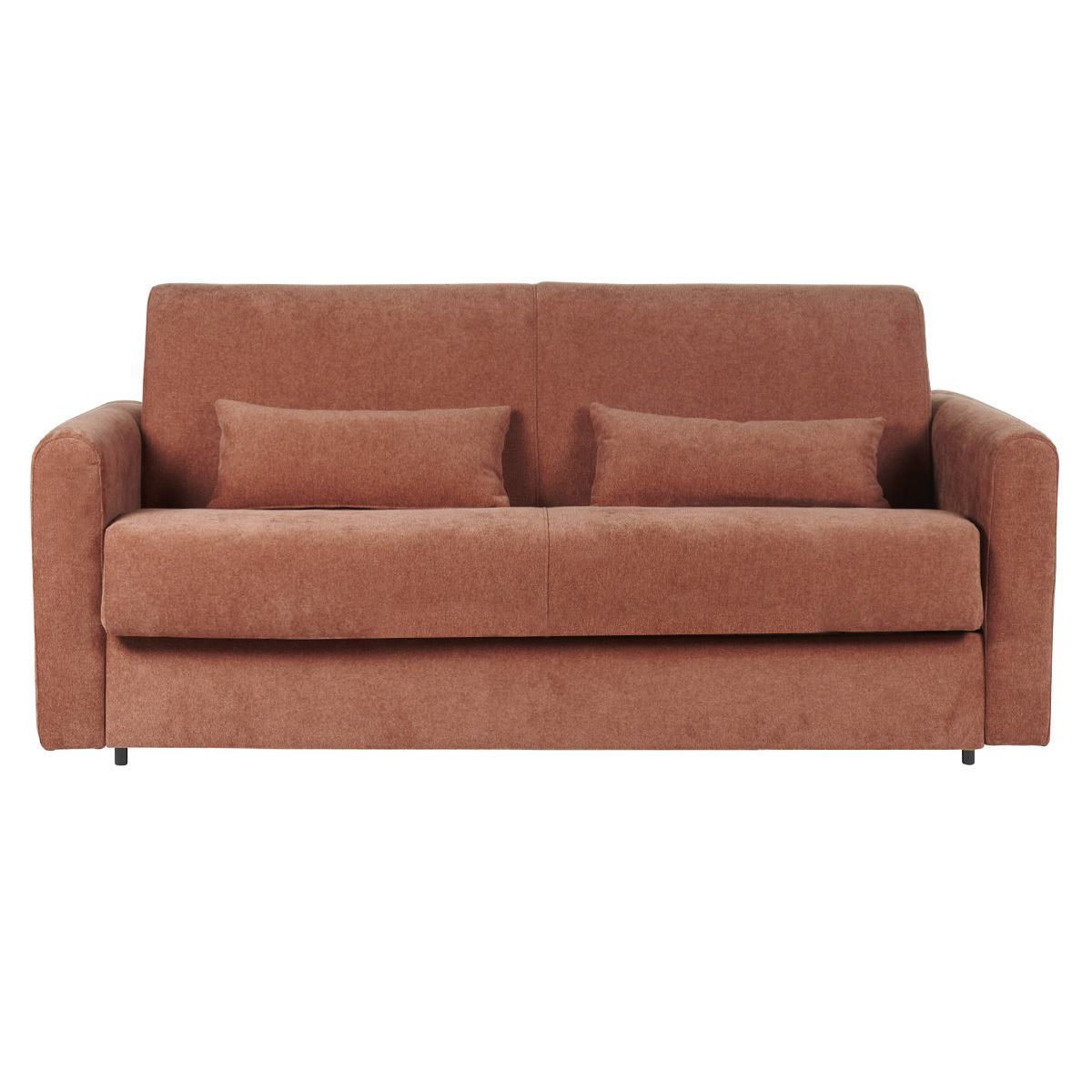 Canapé convertible 3 places en tissu effet velours avec matelas 13 cm LETTO, MILIBOO