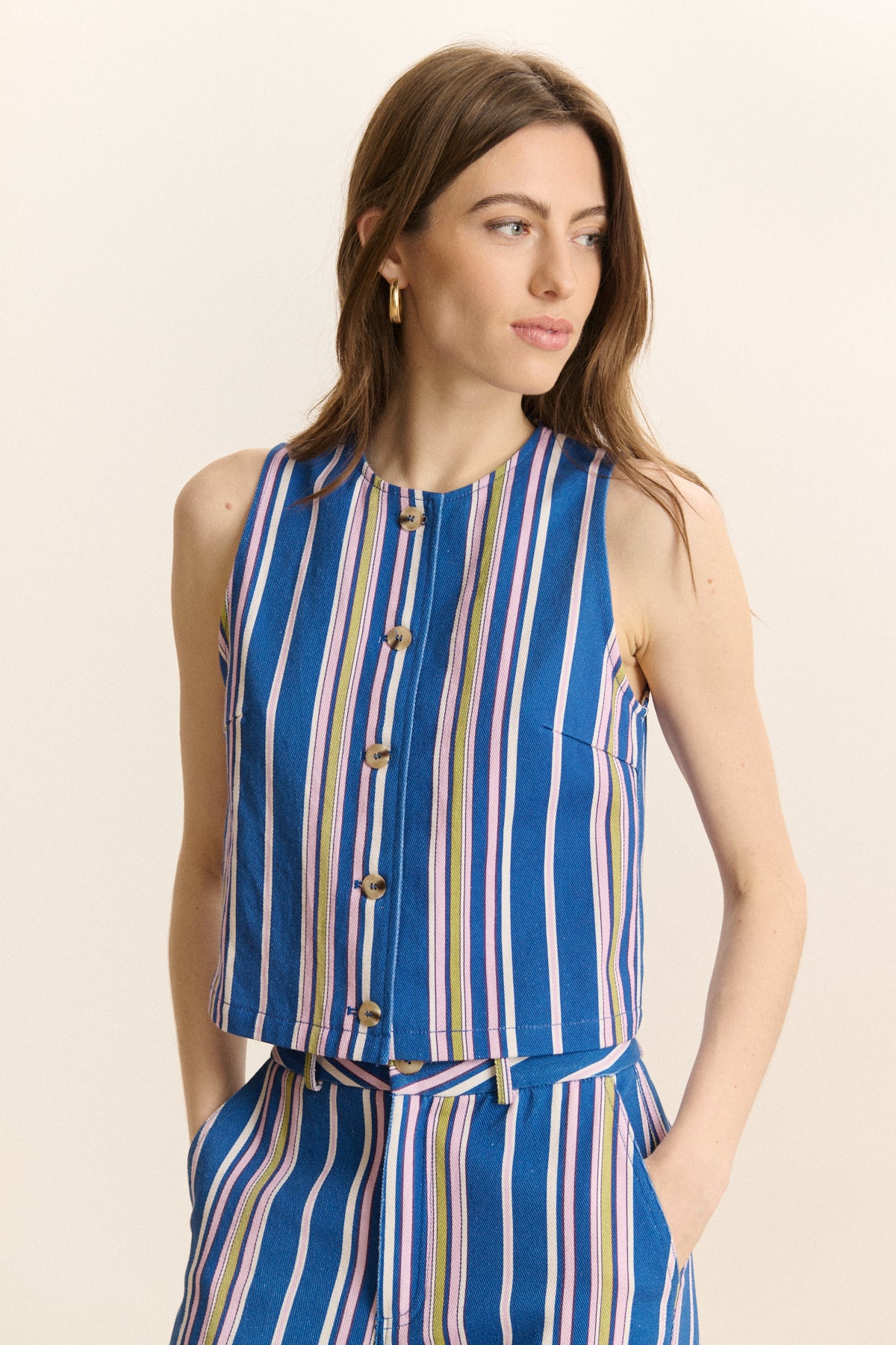 Veste sans manches à rayures CLOUD, GARANCE PARIS