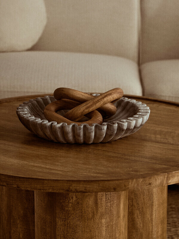 Large Decorative Fluted Marble Bowl in Grey, FIFTY FIVE SOUTH