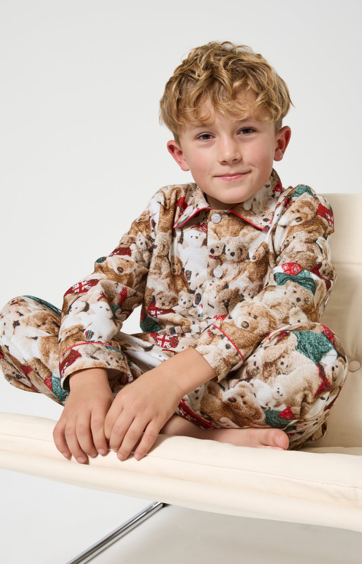 Pyjama boutonné enfant en coton imprimé Petit Teddy, ARTHUR
