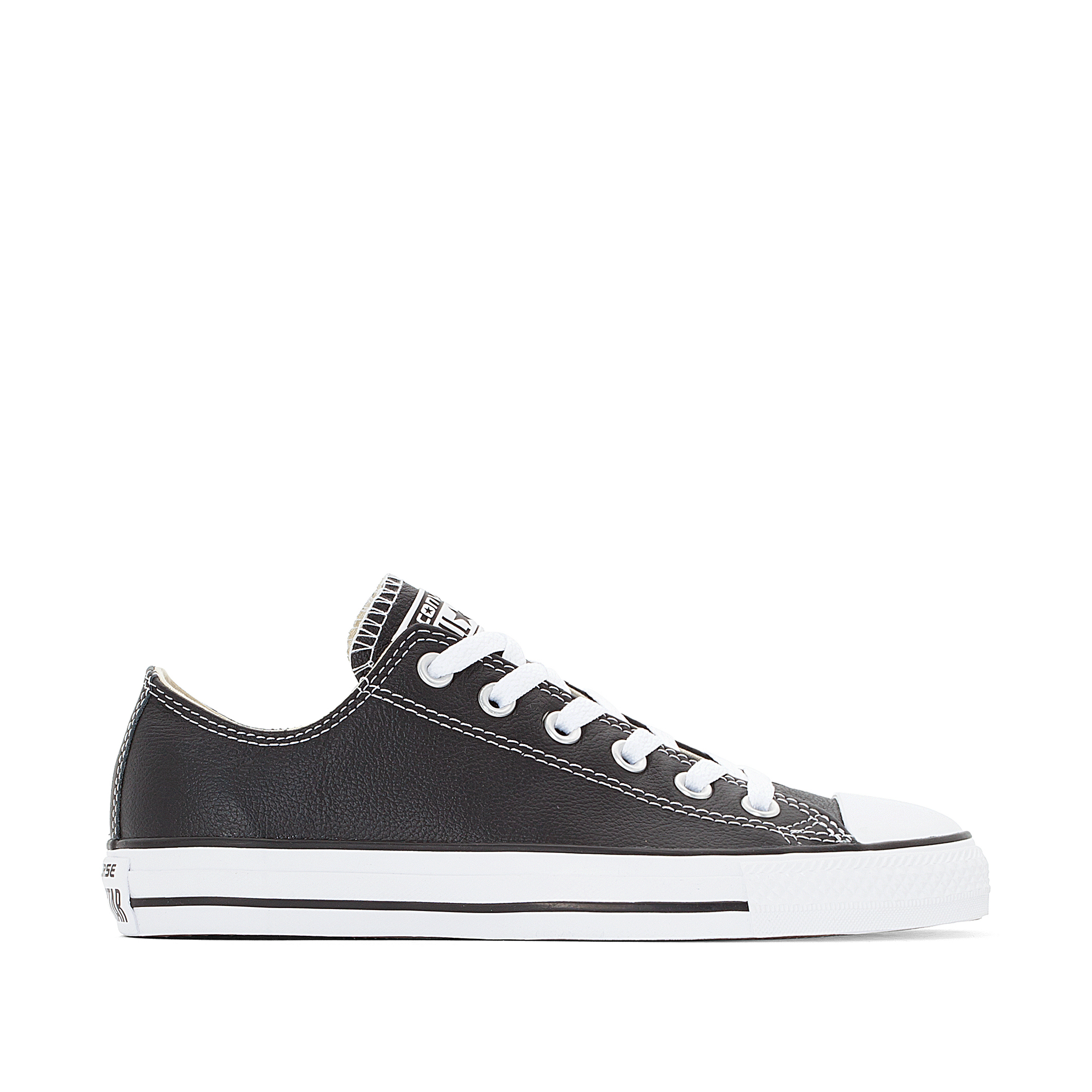 converse all star ox black leather womens trainers