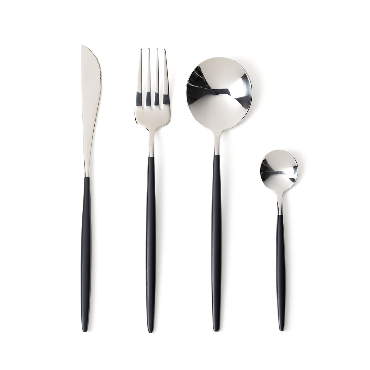 Barbule Stainless Steel and Black 16-Piece Cutlery Set